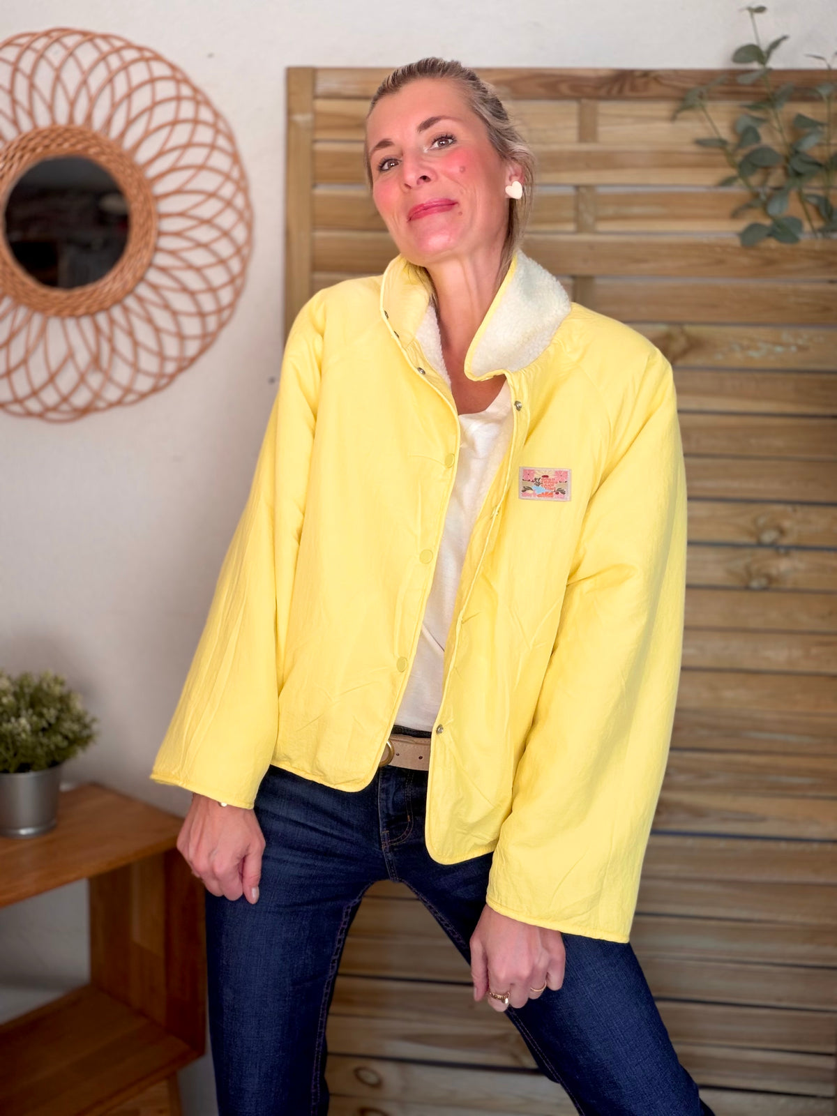 Veste matelassée réversible Sherpa AMÉLIE Jaune - FIN DE SÉRIE