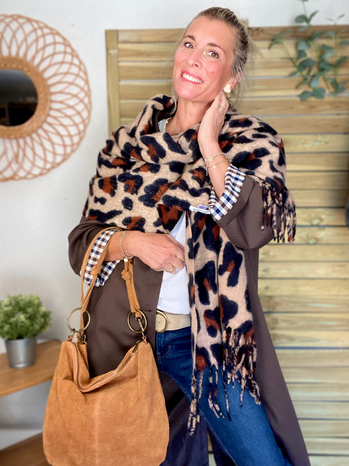 Écharpe douce MARTINE - Léo Beige 🐆