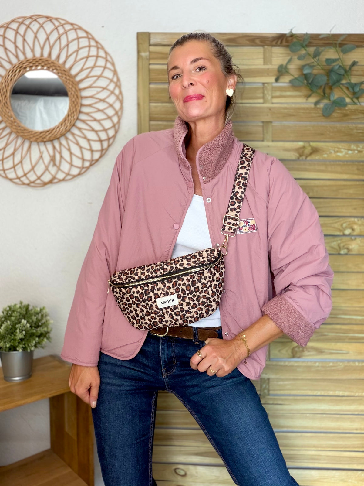 Veste matelassée réversible Sherpa AMÉLIE Vieux rose