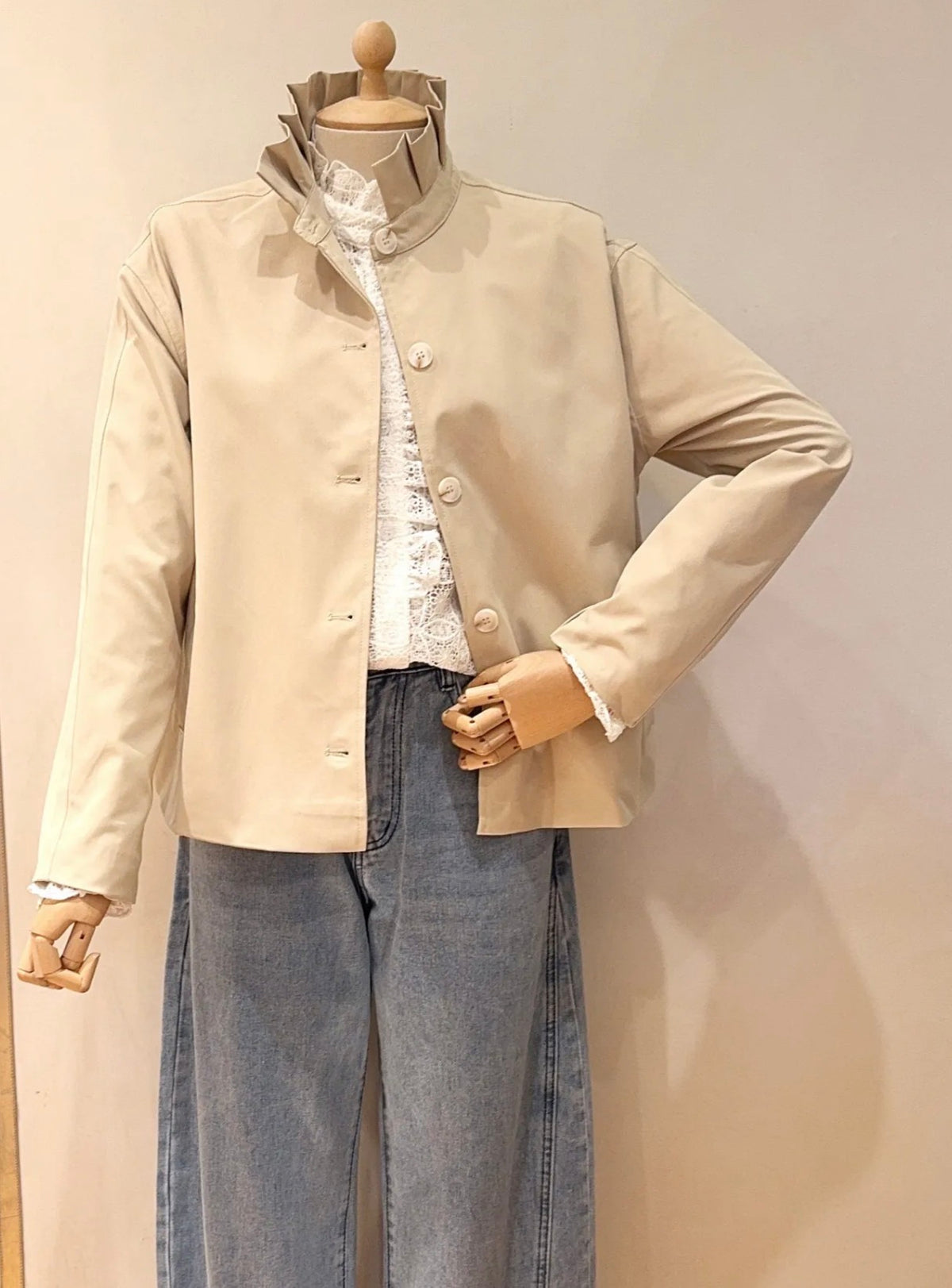Veste col victorien NICKY Beige - FIN DE SÉRIE