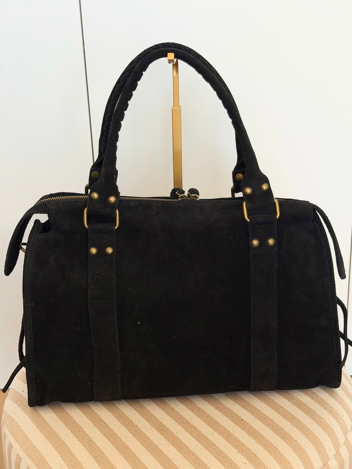 Sac cabas XL en cuir daim • HUNTER Noir
