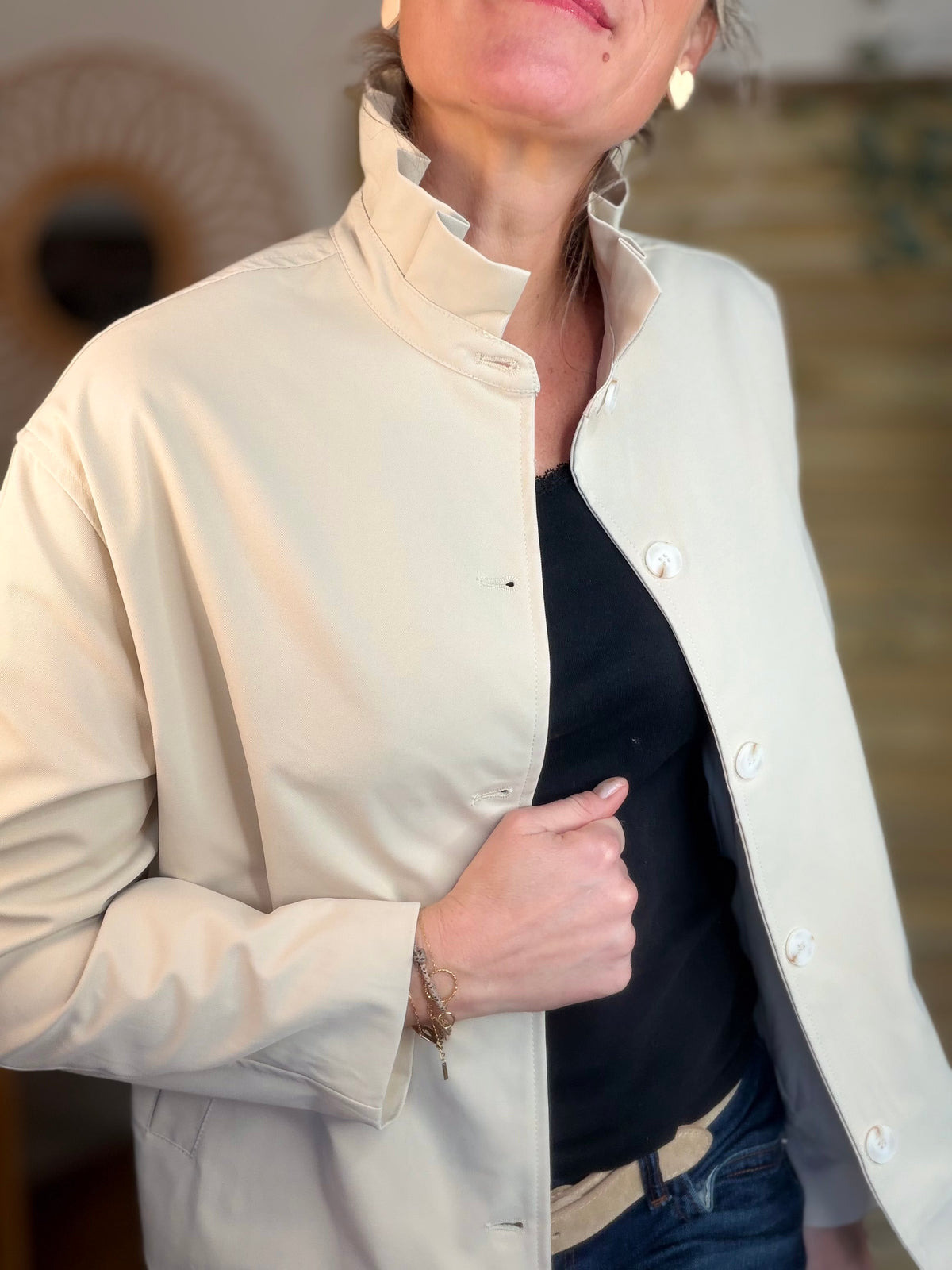 Veste col victorien NICKY Beige - FIN DE SÉRIE