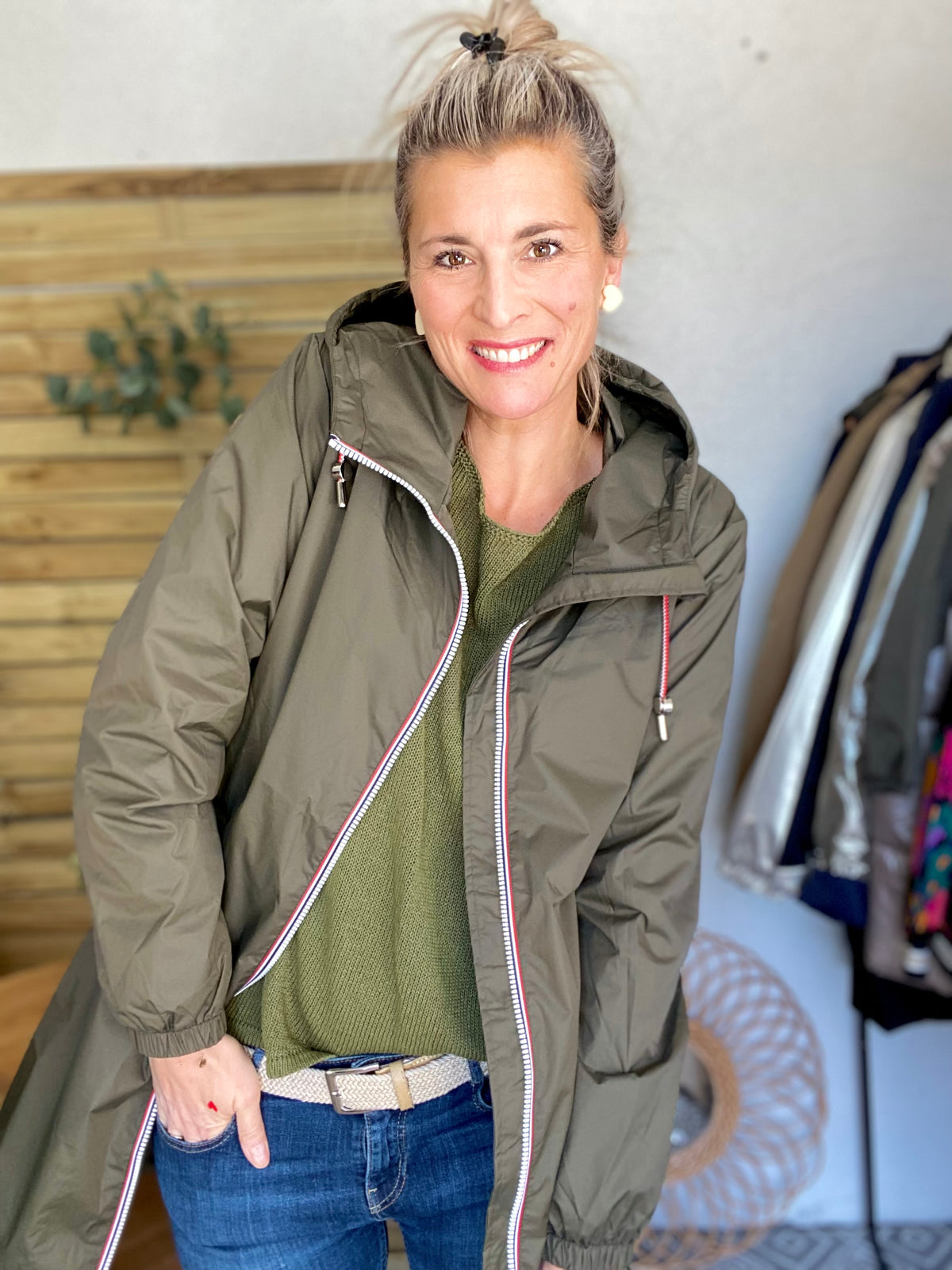 Imperméable mi-saison doublé SOLINE LONG - Kaki - LAURA JO - FIN DE SÉRIE