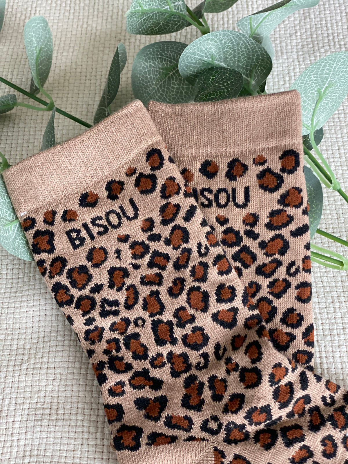 Chaussettes ZORA - Léo🐆 Amour ou Bisou (noir)
