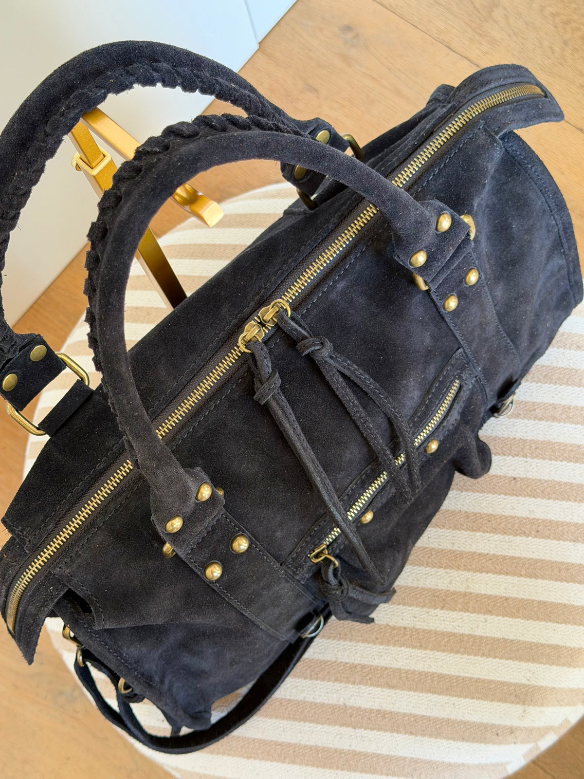 Sac cabas XL en cuir daim • HUNTER Noir