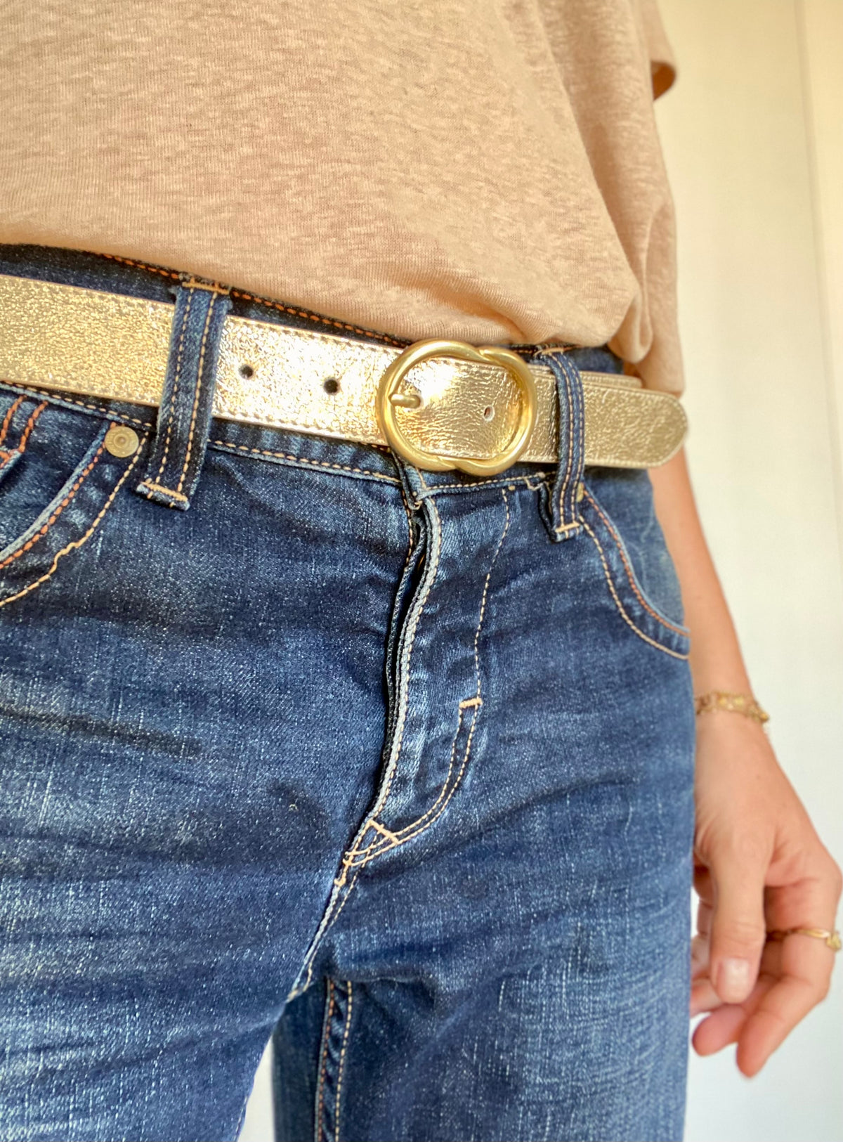 Ceinture boucle laiton - ANGIE - Doré