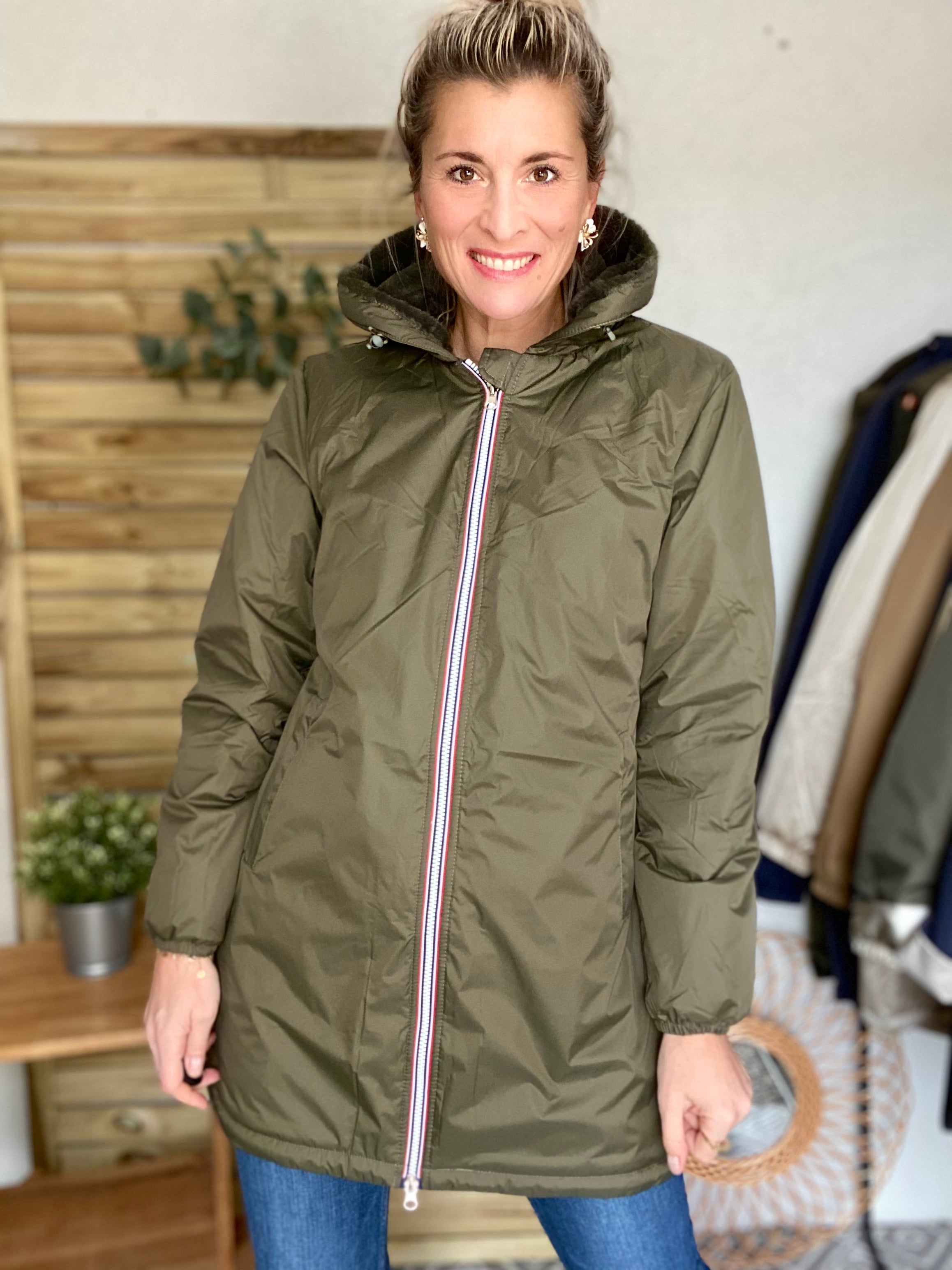LAURA JO - Parka Imperméable LOUISE LONG fourré - Kaki