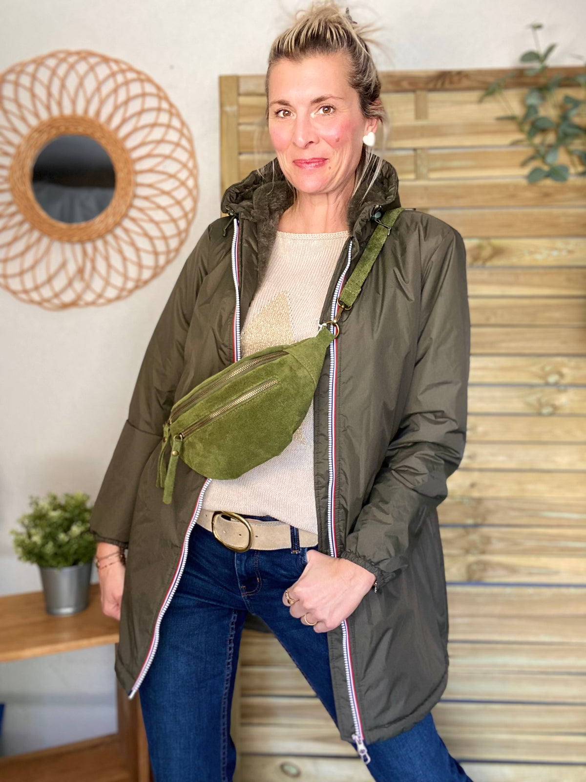 LAURA JO - Parka Imperméable LOUISE LONG fourré - Kaki