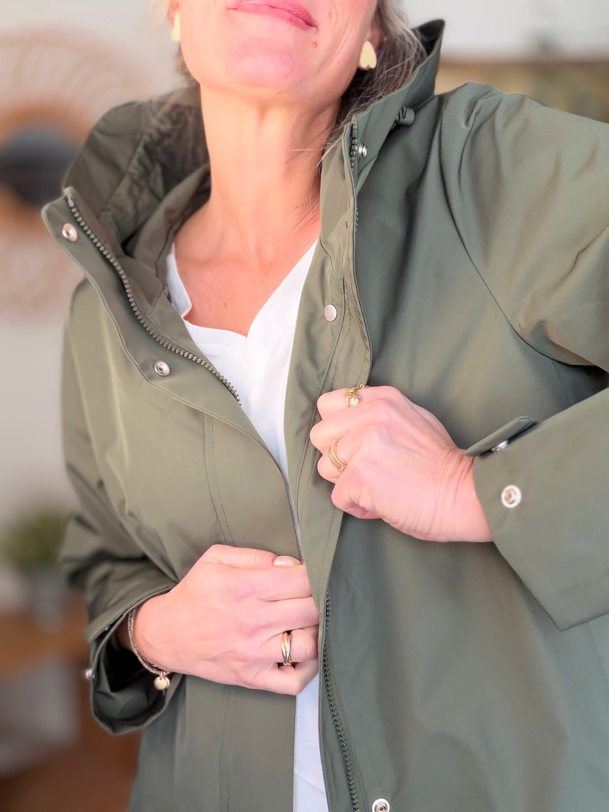LAURA JO - Imperméable LAURENCE mi-long - Kaki
