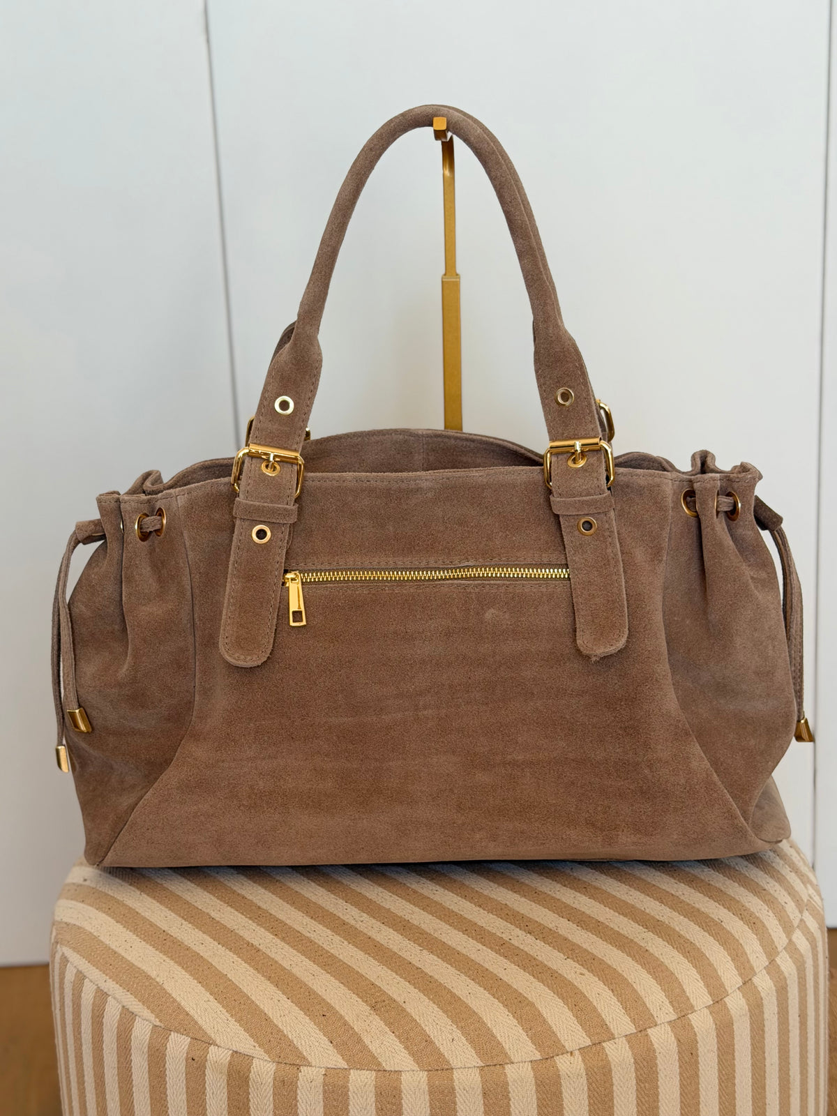 Sac cabas XL en cuir daim • JASPER Taupe