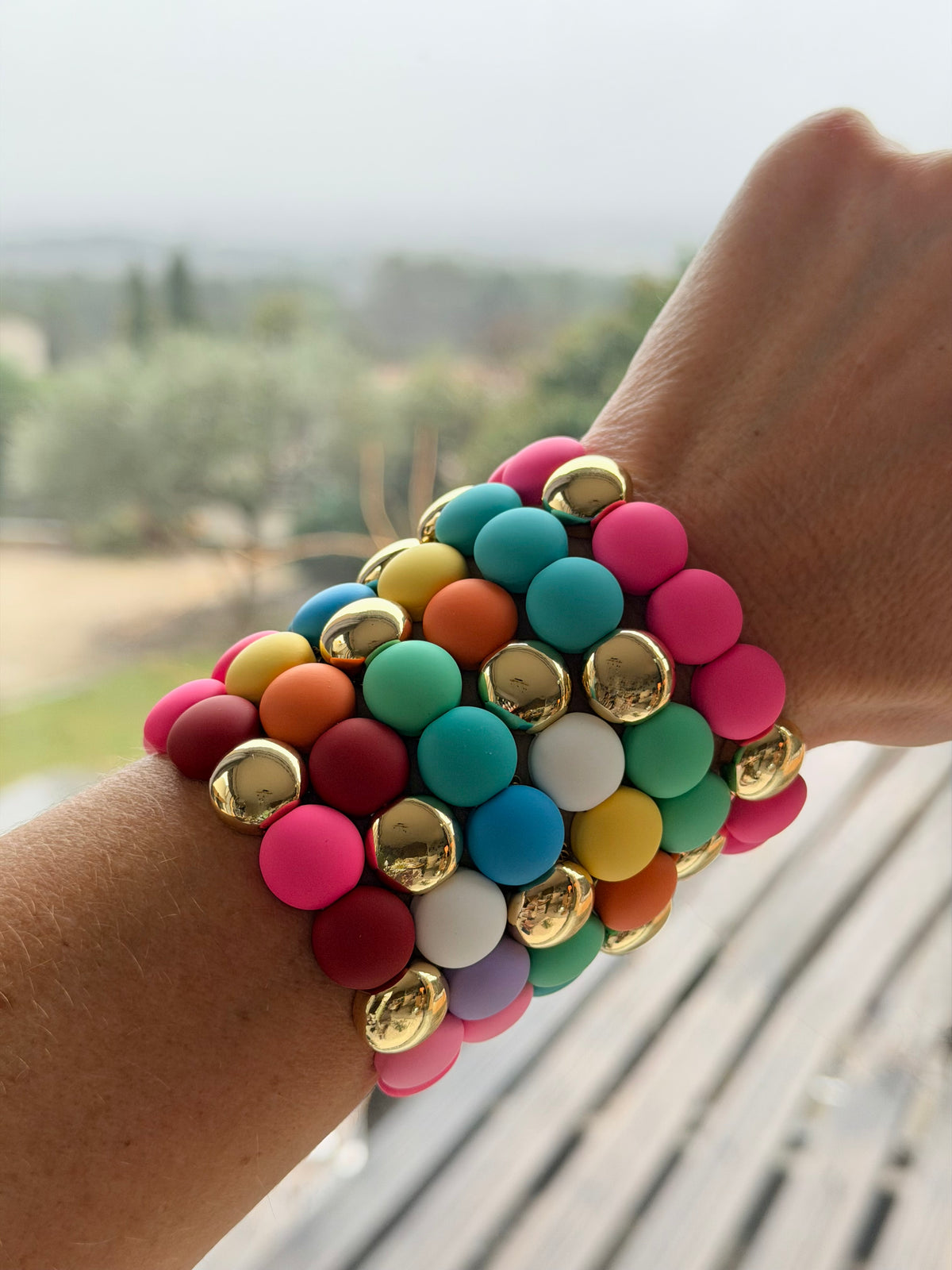 Bracelet élastiqué perles plates NINA