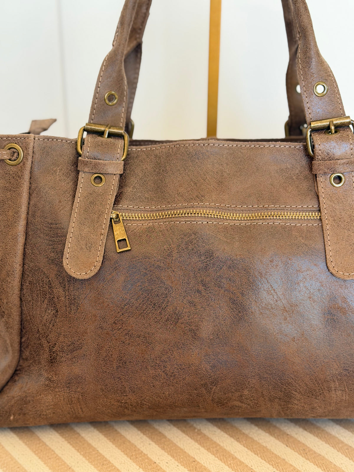 Sac cabas XL en cuir vieilli • COOPER Taupe