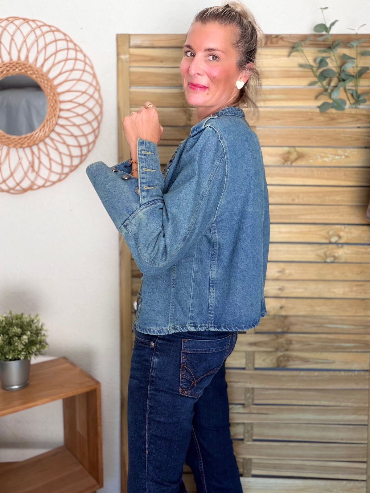 Veste officier courte en jean NAPOLÉON - Bleu Jean • DÉSTOCKAGE