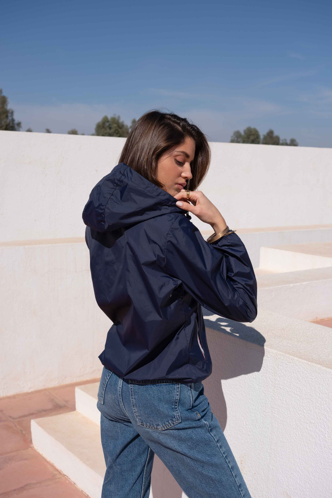LAURA JO - Coupe vent imperméable ANNA COURT Bleu marine