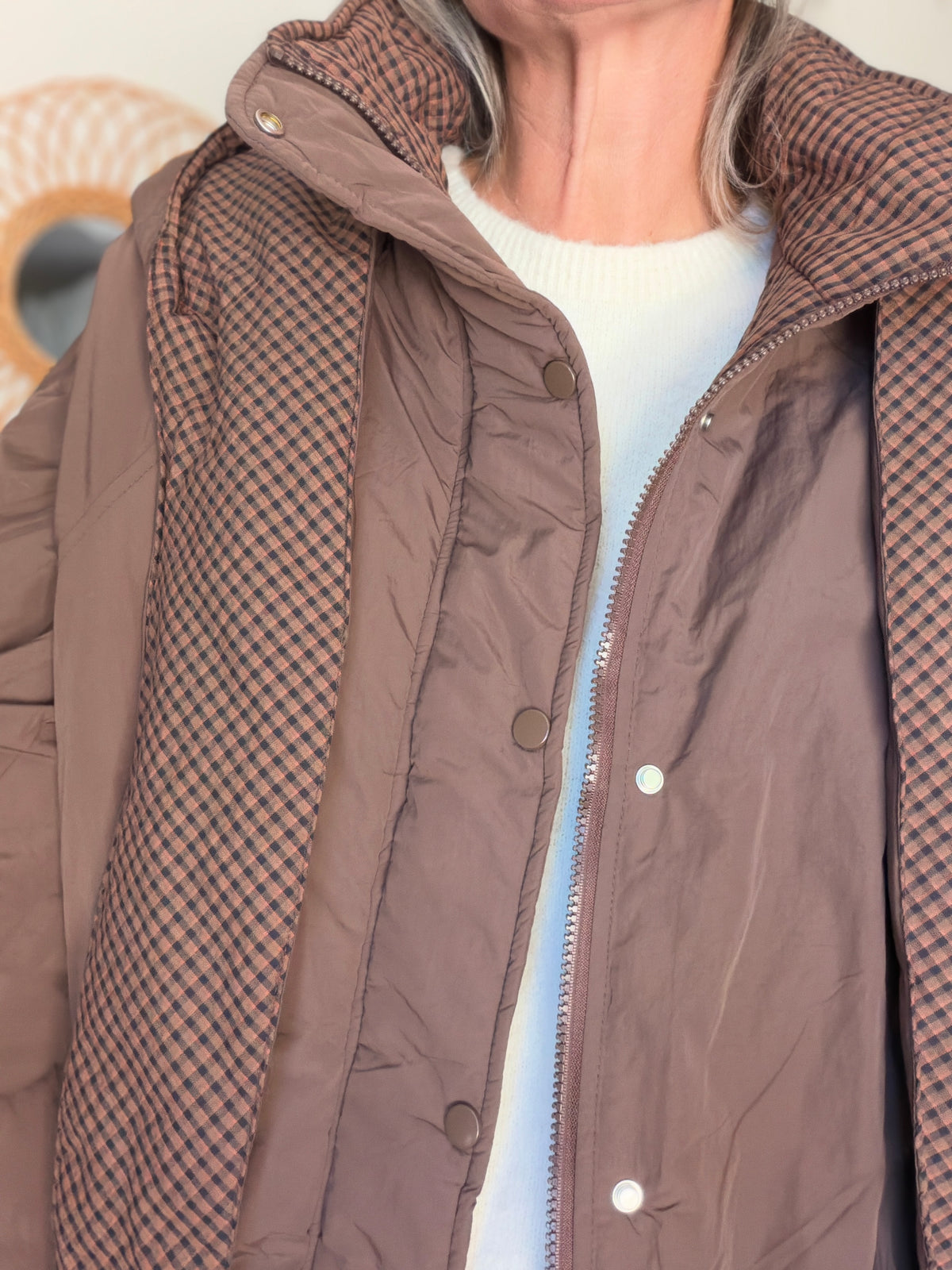 Veste matelassée capuche amovible réversible ODILE Chocolat