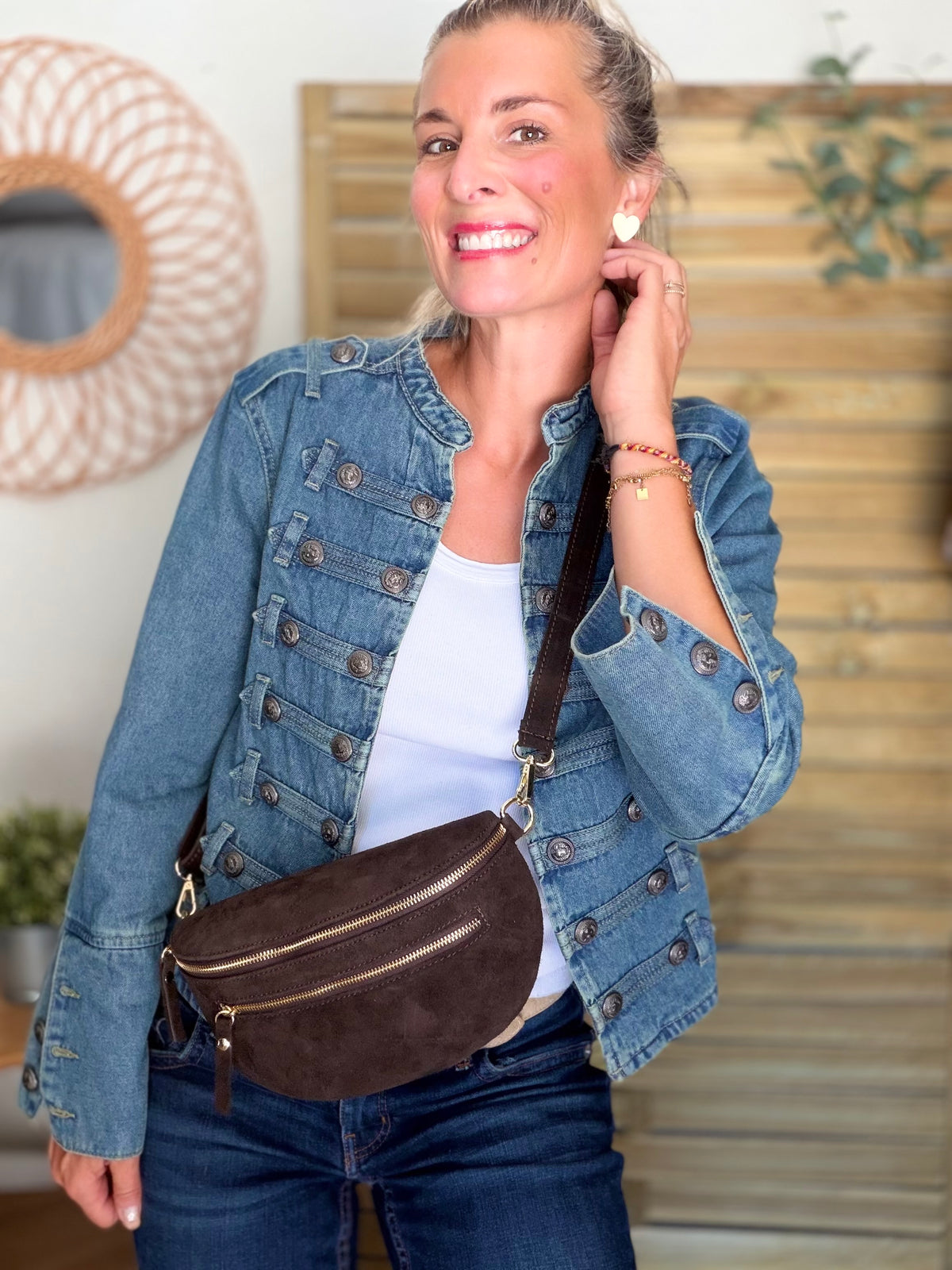 Veste officier courte en jean NAPOLÉON - Bleu Jean • DÉSTOCKAGE