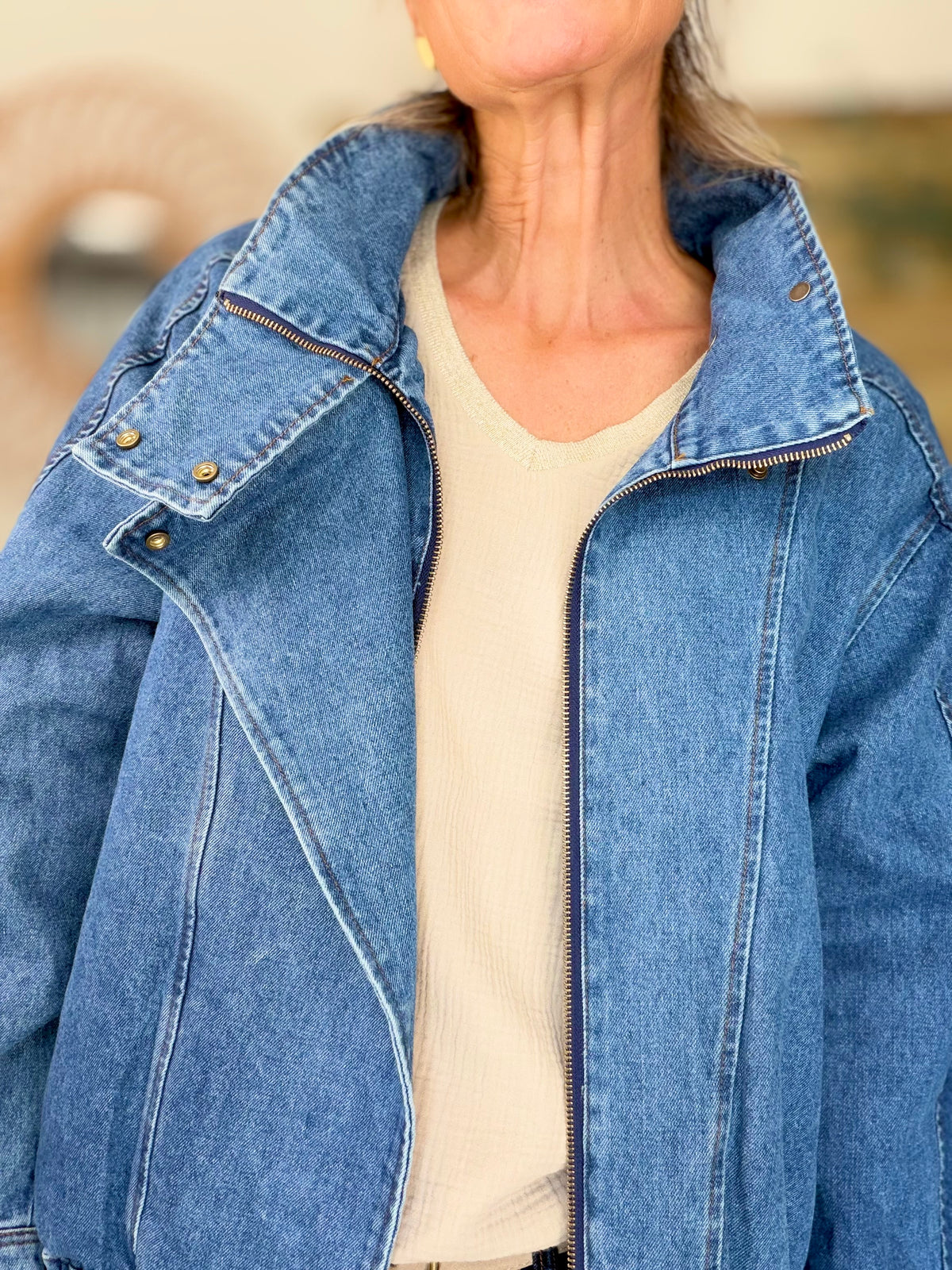 ⚡️ ARRIVAGE • Veste en jean oversized col montant ARIANE