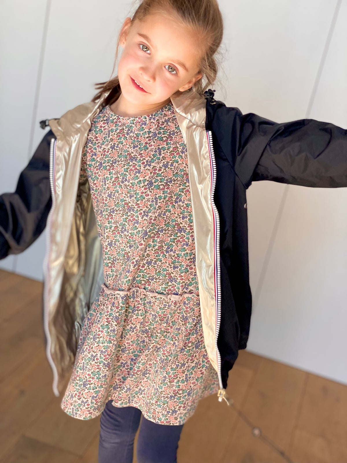 LAURA JO - Imperméable réversible léger GARANCE KIDS enfant (mixte) - Noir / Doré (DÉSTOCKAGE sur Taille 6 ans)