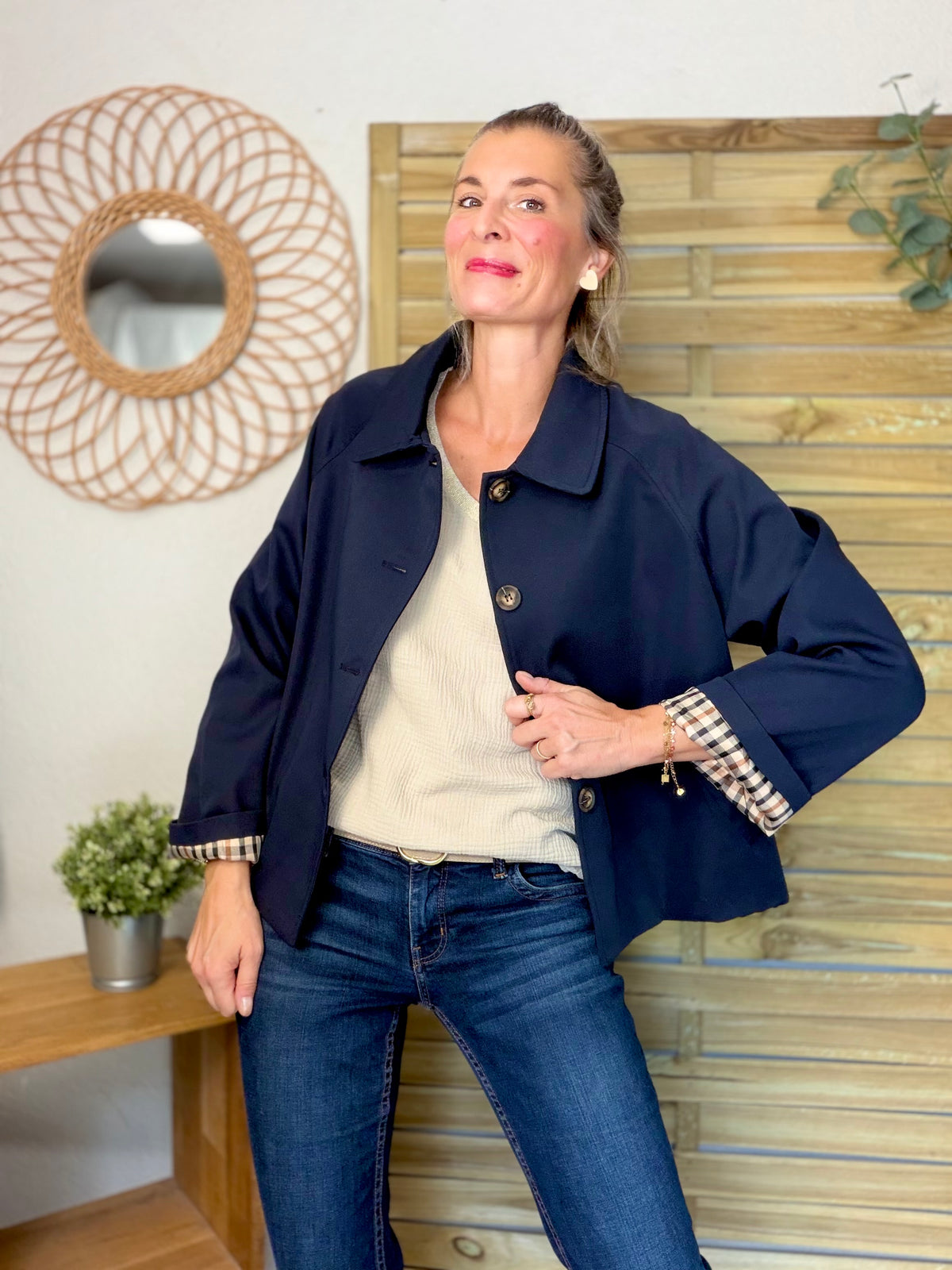 ⚡️ ARRIVAGE • Veste Trench, doublure à carreaux DANA Bleu marine