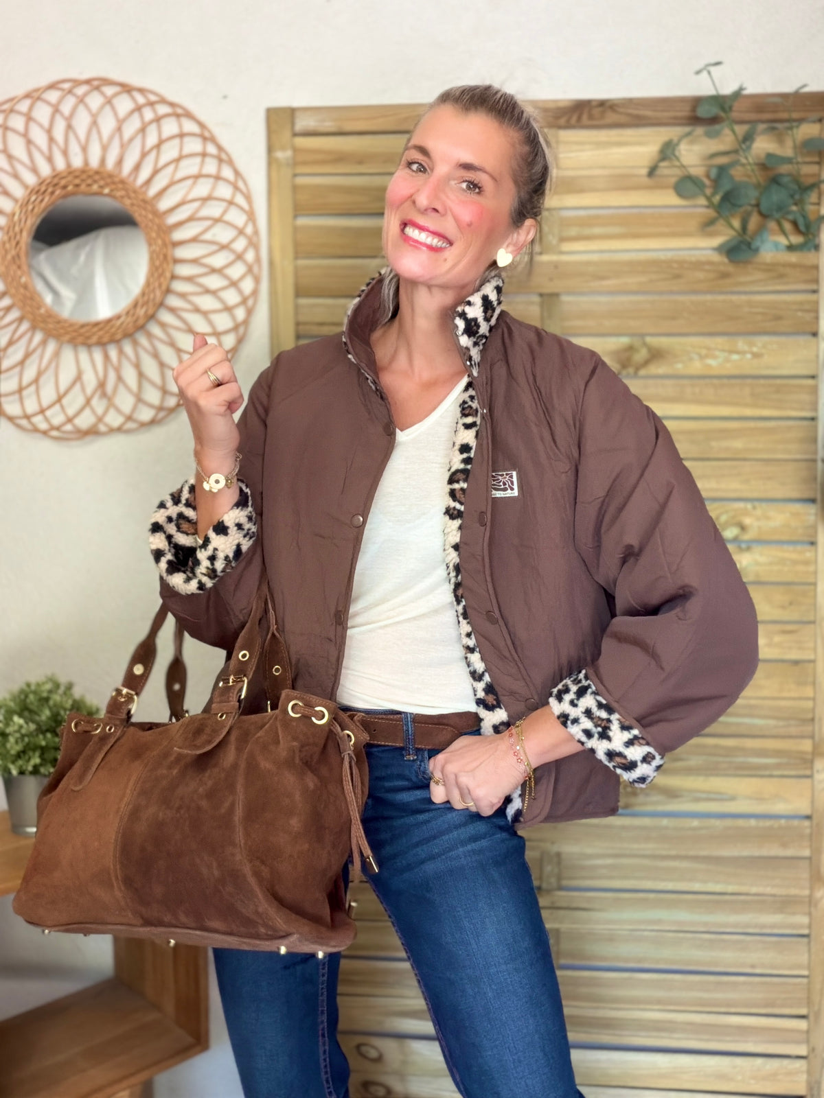 Veste matelassée réversible Sherpa AMÉLIE Choco / Léo