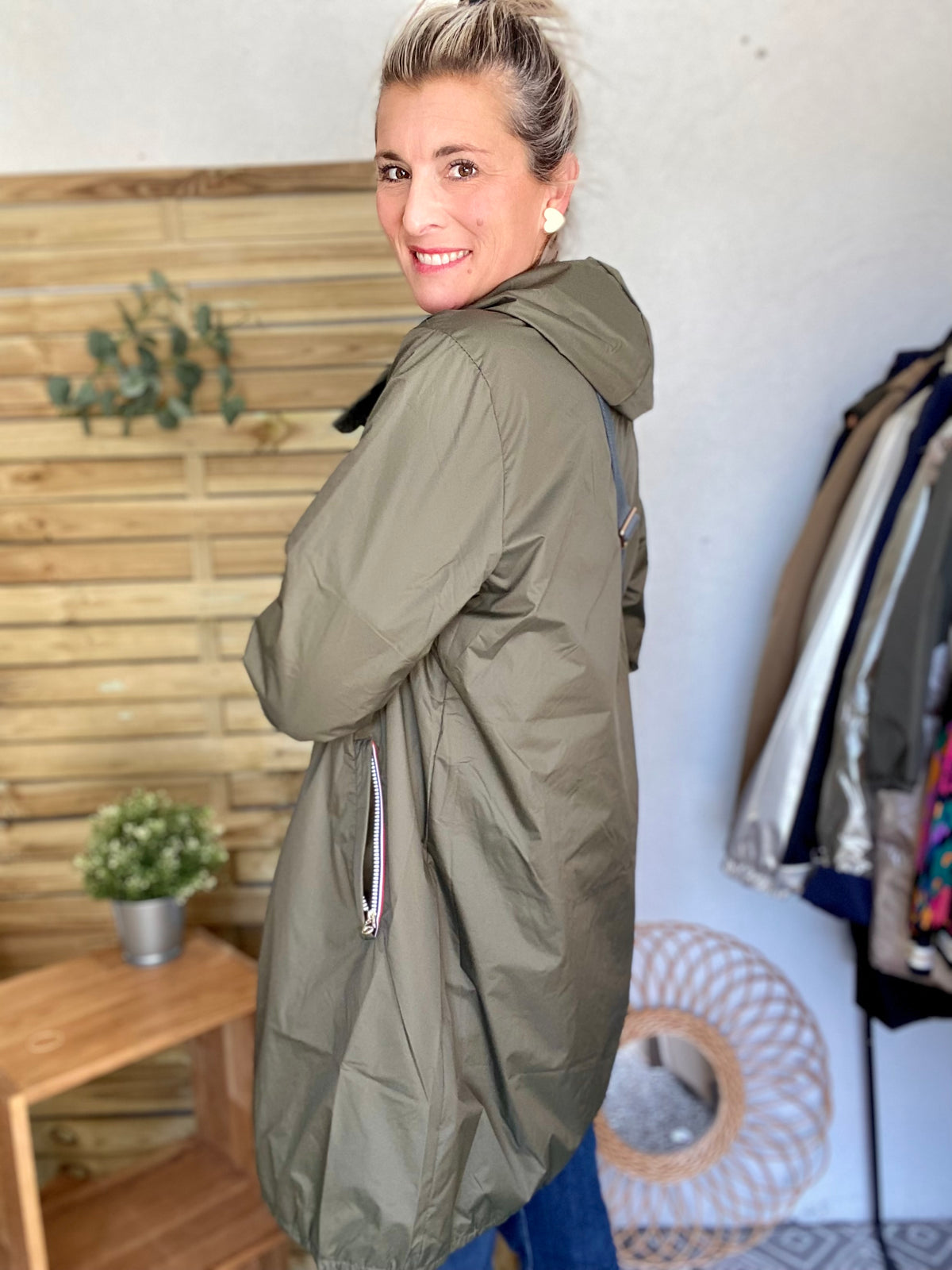 Imperméable mi-saison doublé SOLINE LONG - Kaki - LAURA JO - FIN DE SÉRIE