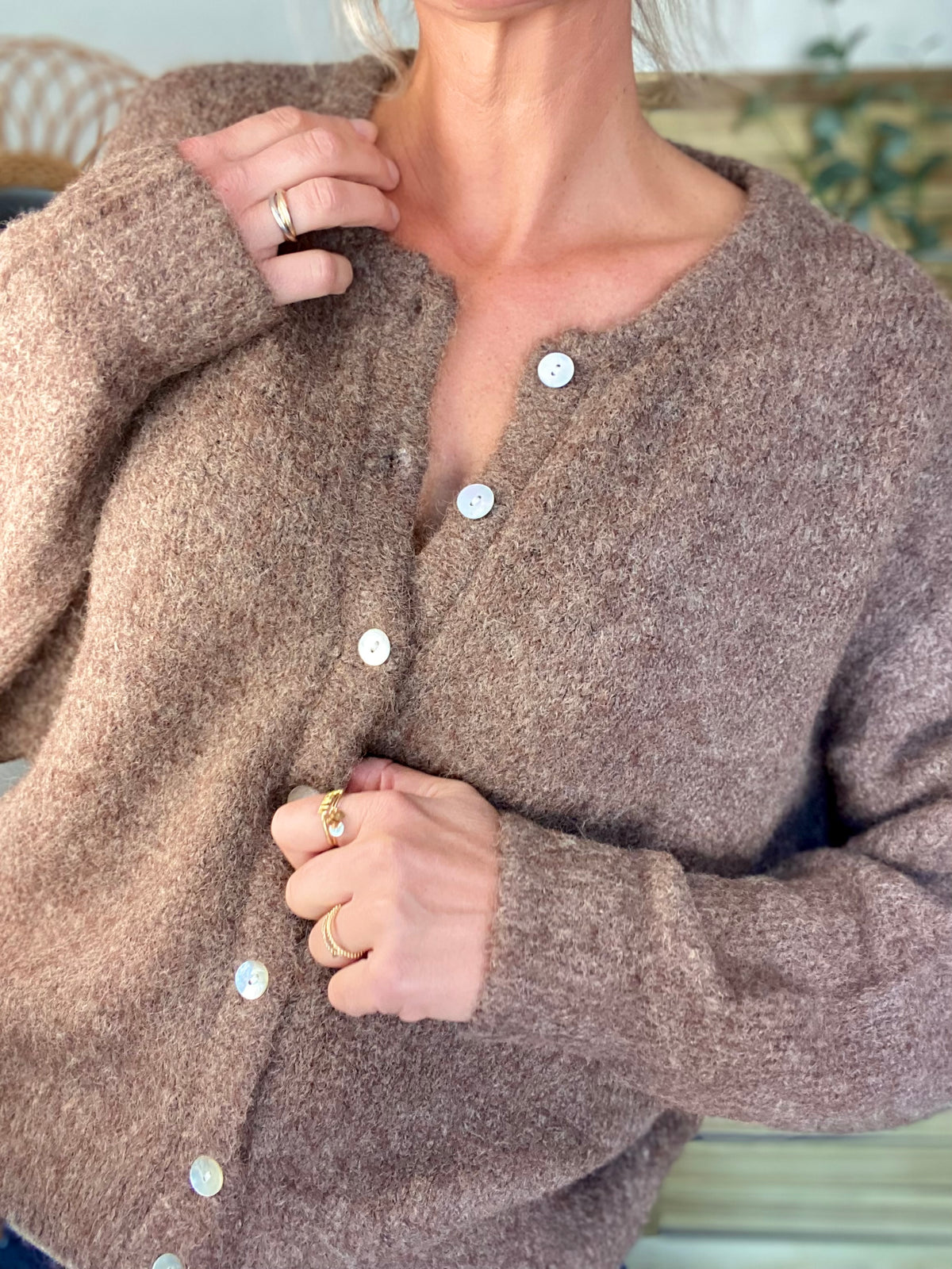 Gilet en maille MERYL - Chocolat chiné (noisette)