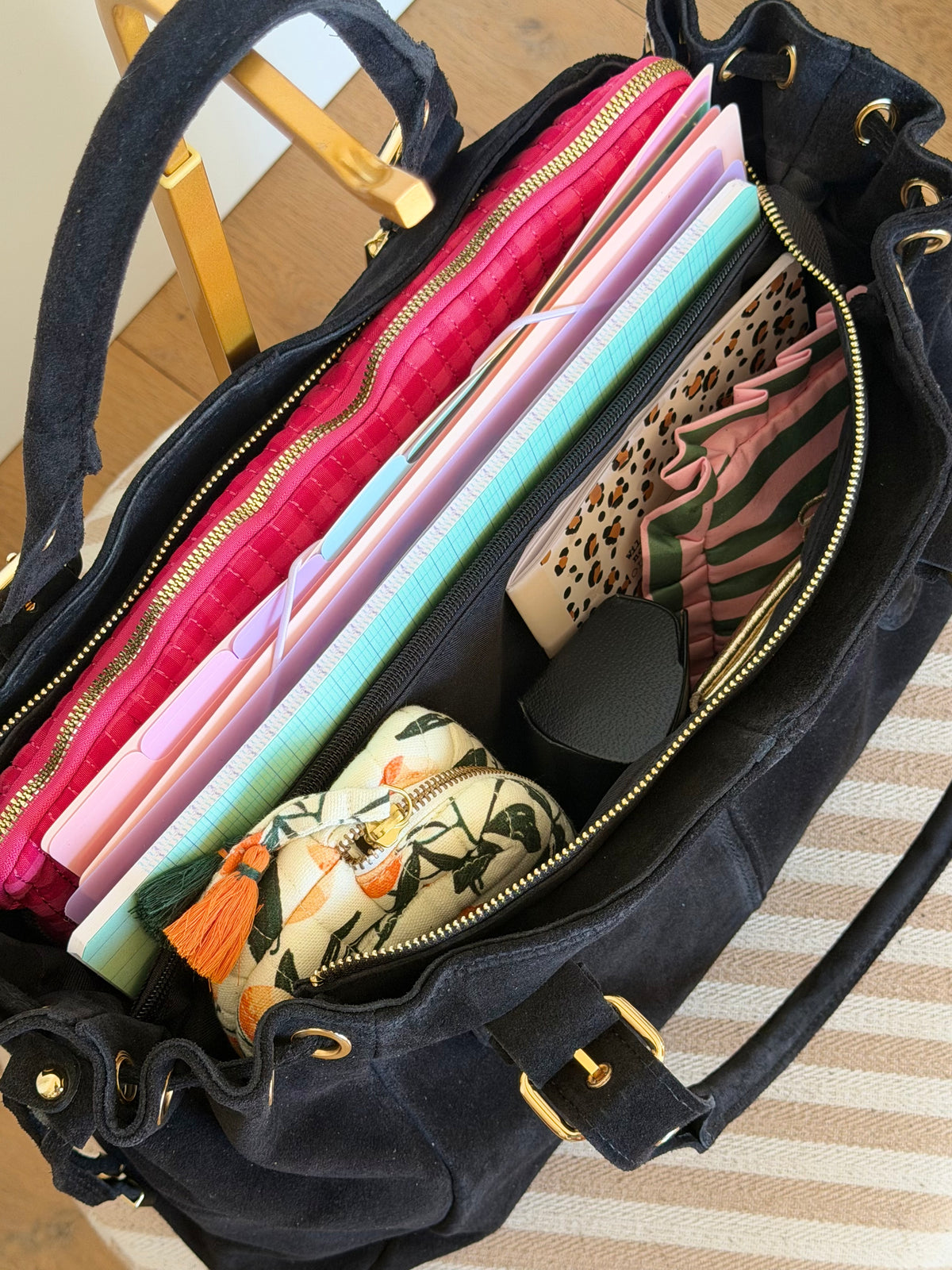 Sac cabas XL en cuir daim • JASPER Noir