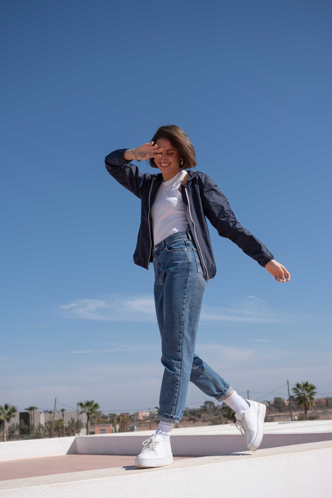 LAURA JO - Coupe vent imperméable ANNA COURT Bleu marine