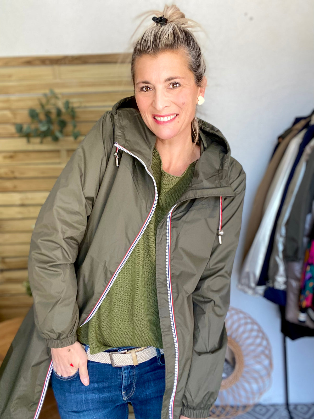 Imperméable mi-saison doublé SOLINE LONG - Kaki - LAURA JO - FIN DE SÉRIE