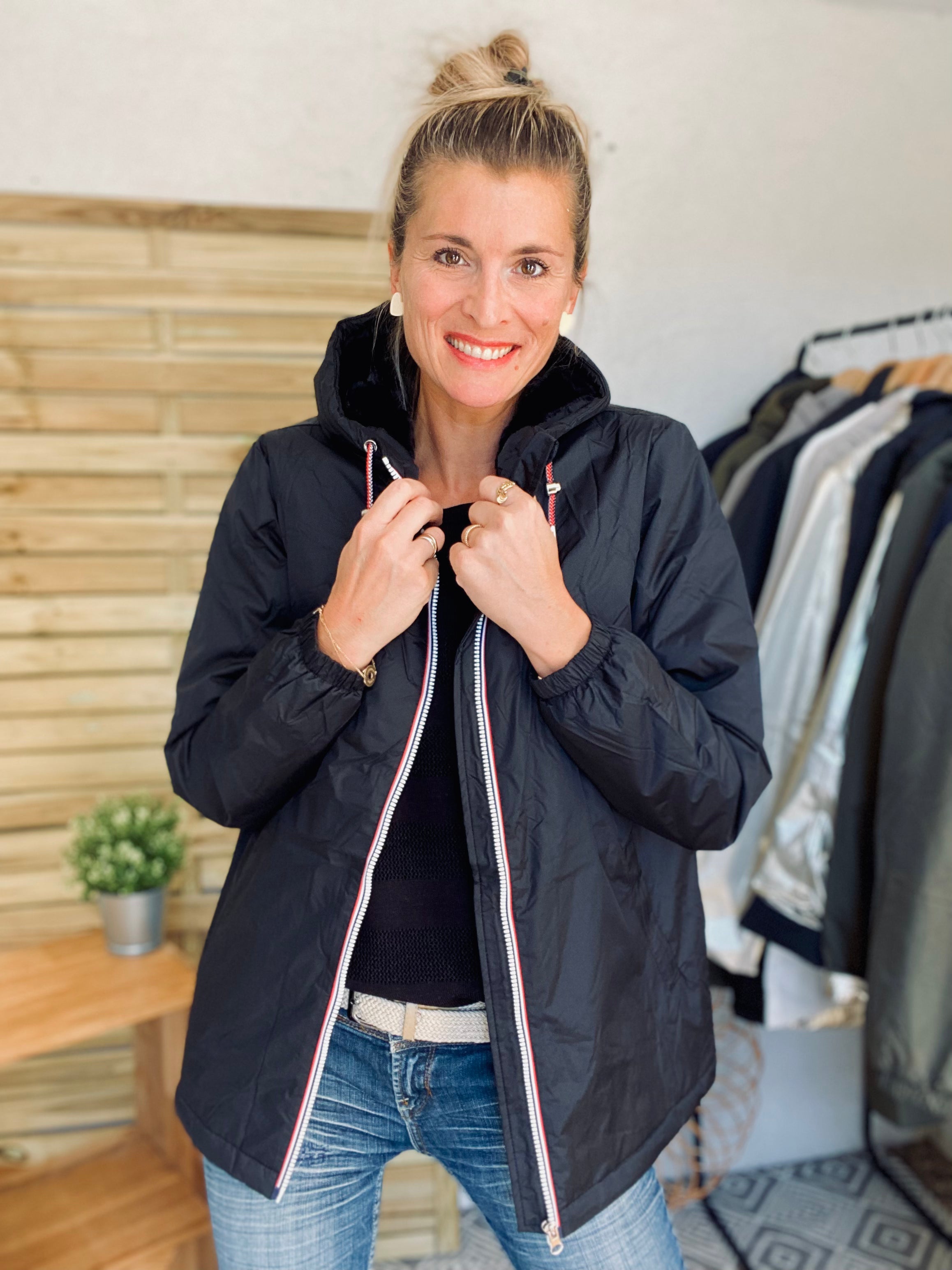 LAURA JO - Parka Imperméable THELMA MI-LONG fourré - Noir