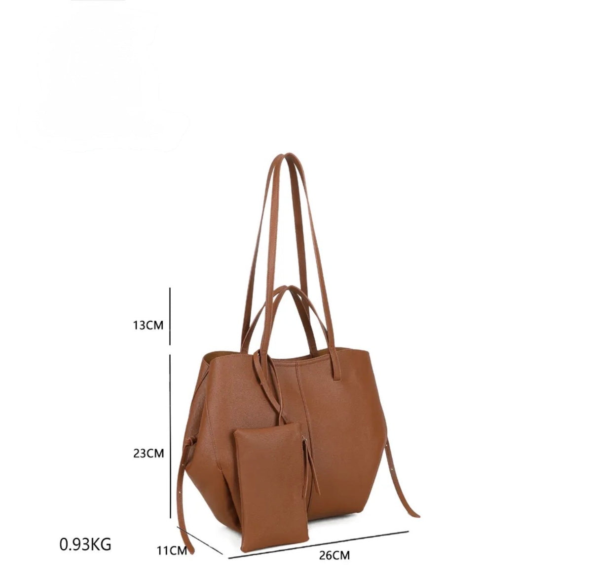Grand Sac cabas 2 en 1 en simili cuir grainé - PAULE Camel grainé
