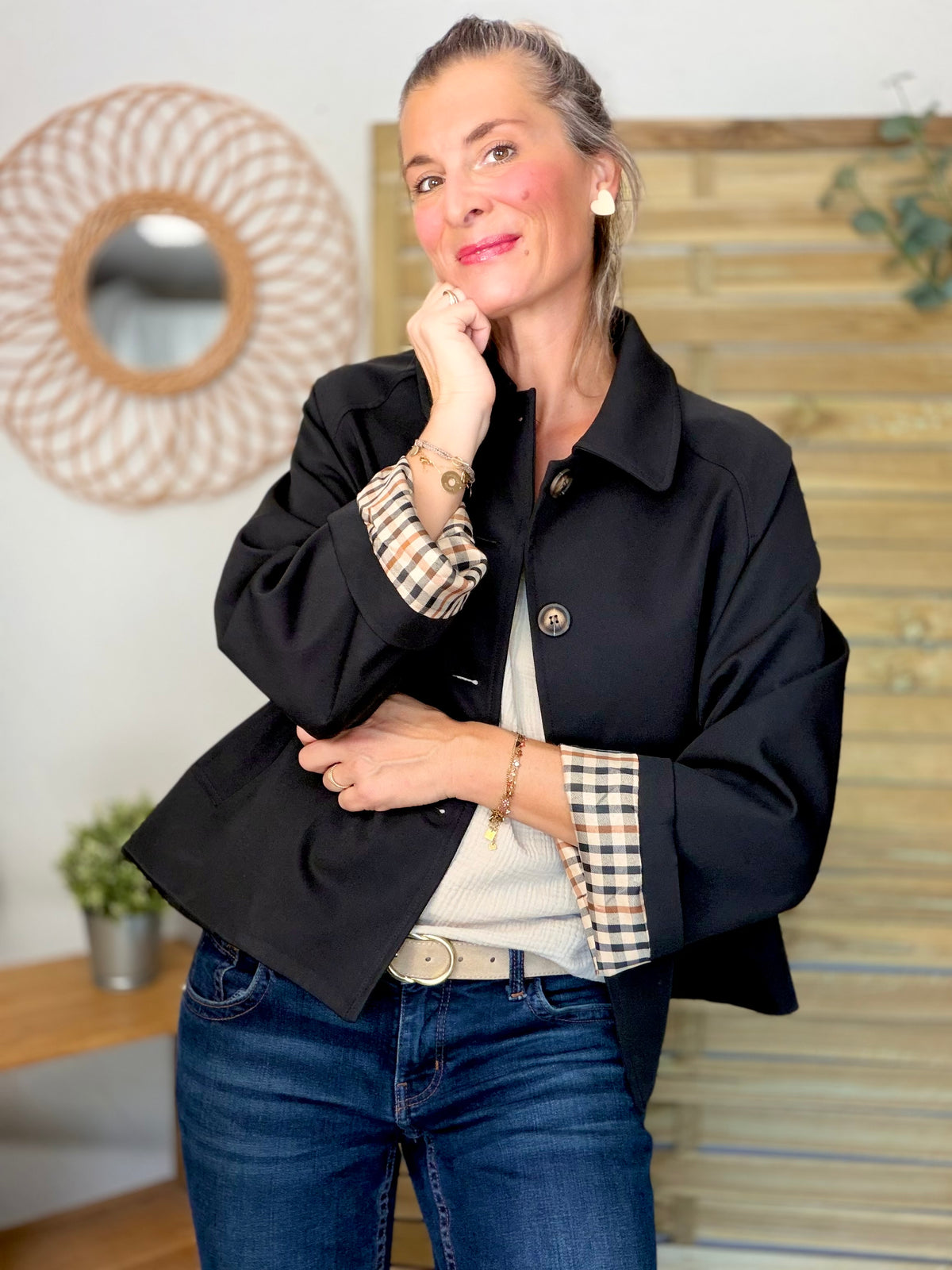 ⚡️ ARRIVAGE • Veste Trench, doublure à carreaux DANA Noir