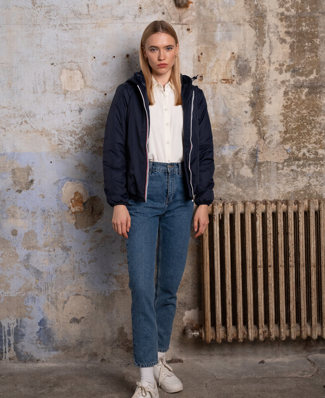 LAURA JO - Parka Imperméable LOUISE COURT fourré - Bleu marine • DÉSTOCKAGE sur Taille L