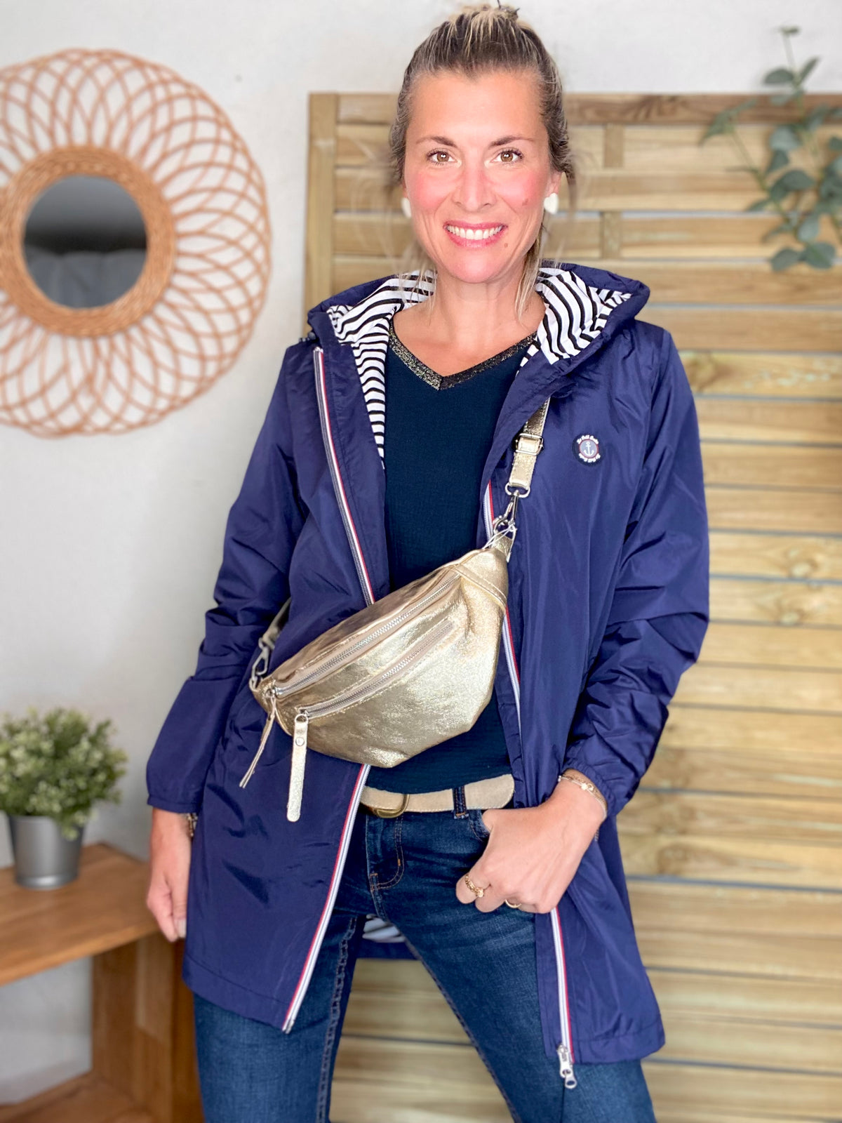 Imperméable doublé unisexe CÉLESTE - LE PETIT BRETON - Bleu Marine (taille petit) - FIN DE SÉRIE