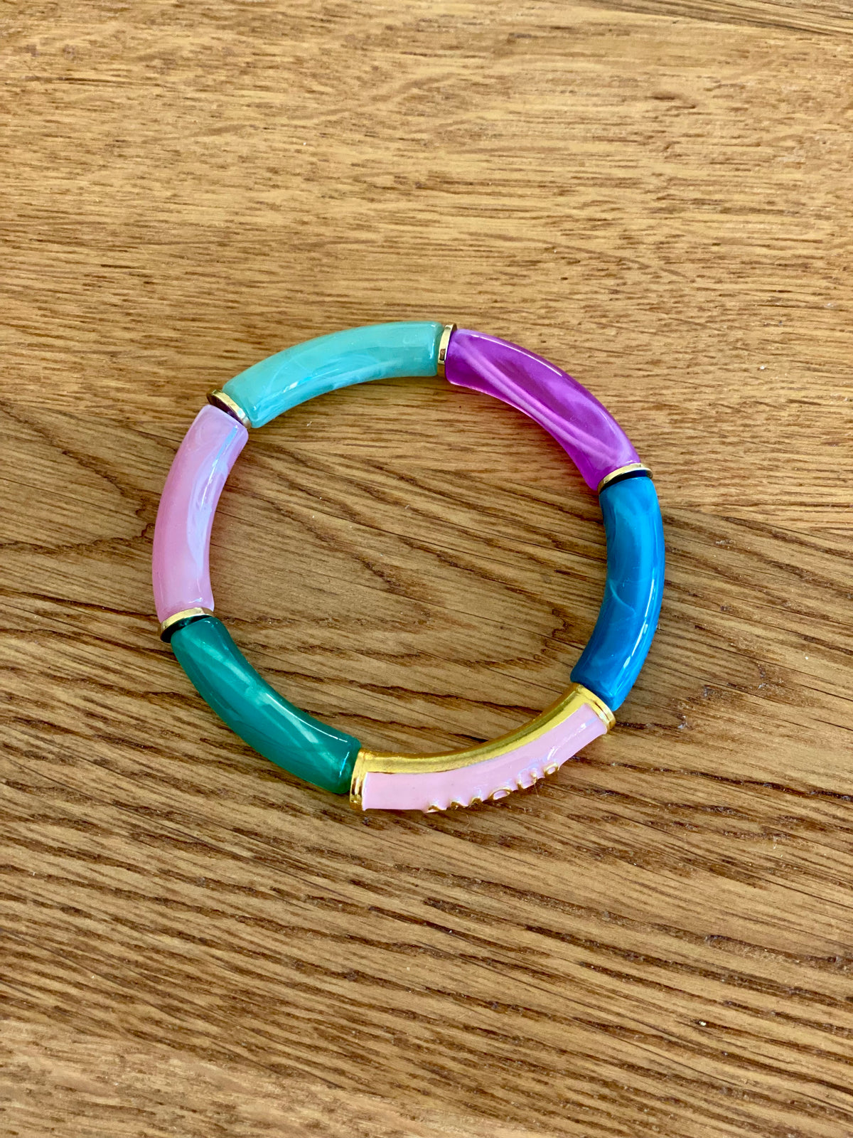 Bracelet élastique en résine multicolore Amour - ELLA (12 coloris au choix)