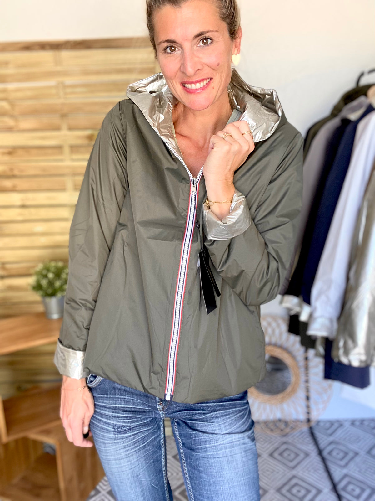 LAURA JO - Imperméable réversible rembourré LOUISON COURT - Kaki/Doré