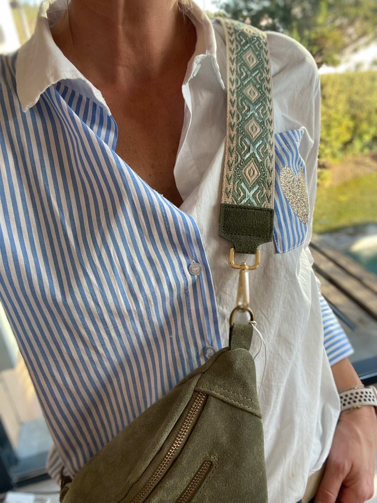 Sangle / Bandoulière en cuir daim pour sacs/ bananes - MARNIE