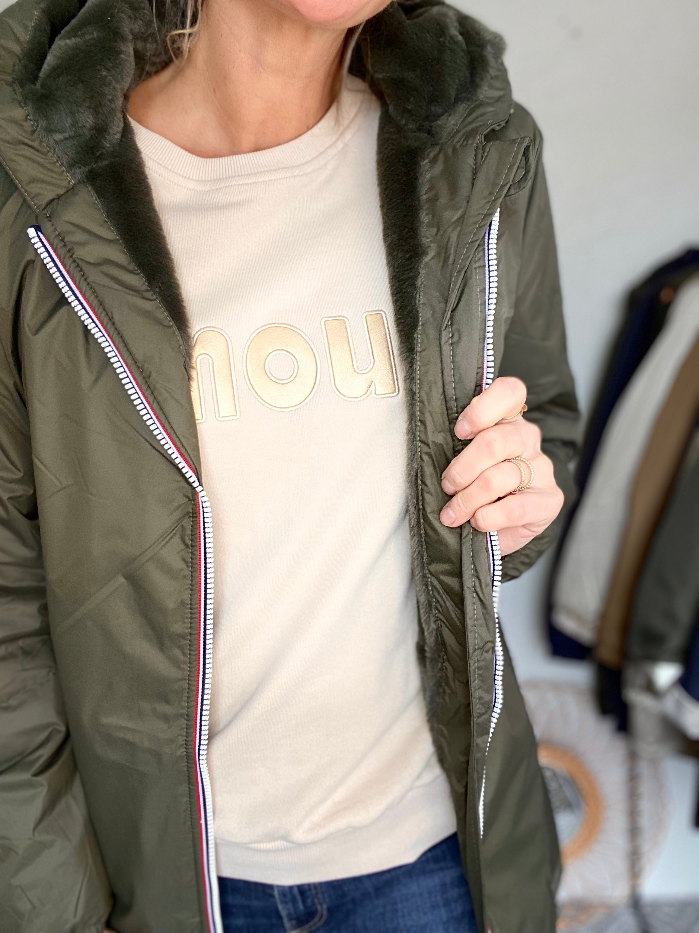 LAURA JO - Parka Imperméable LOUISE LONG fourré - Kaki