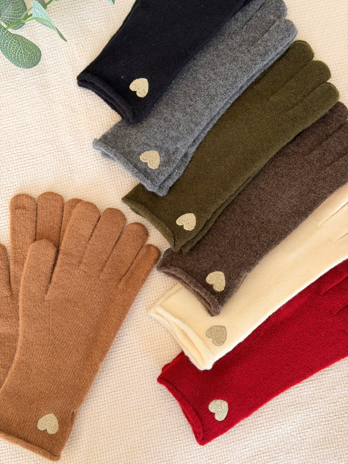 Gants CHLOÉ avec coeur doré brodé 💛 et ouverture index et pouce 👌🏼