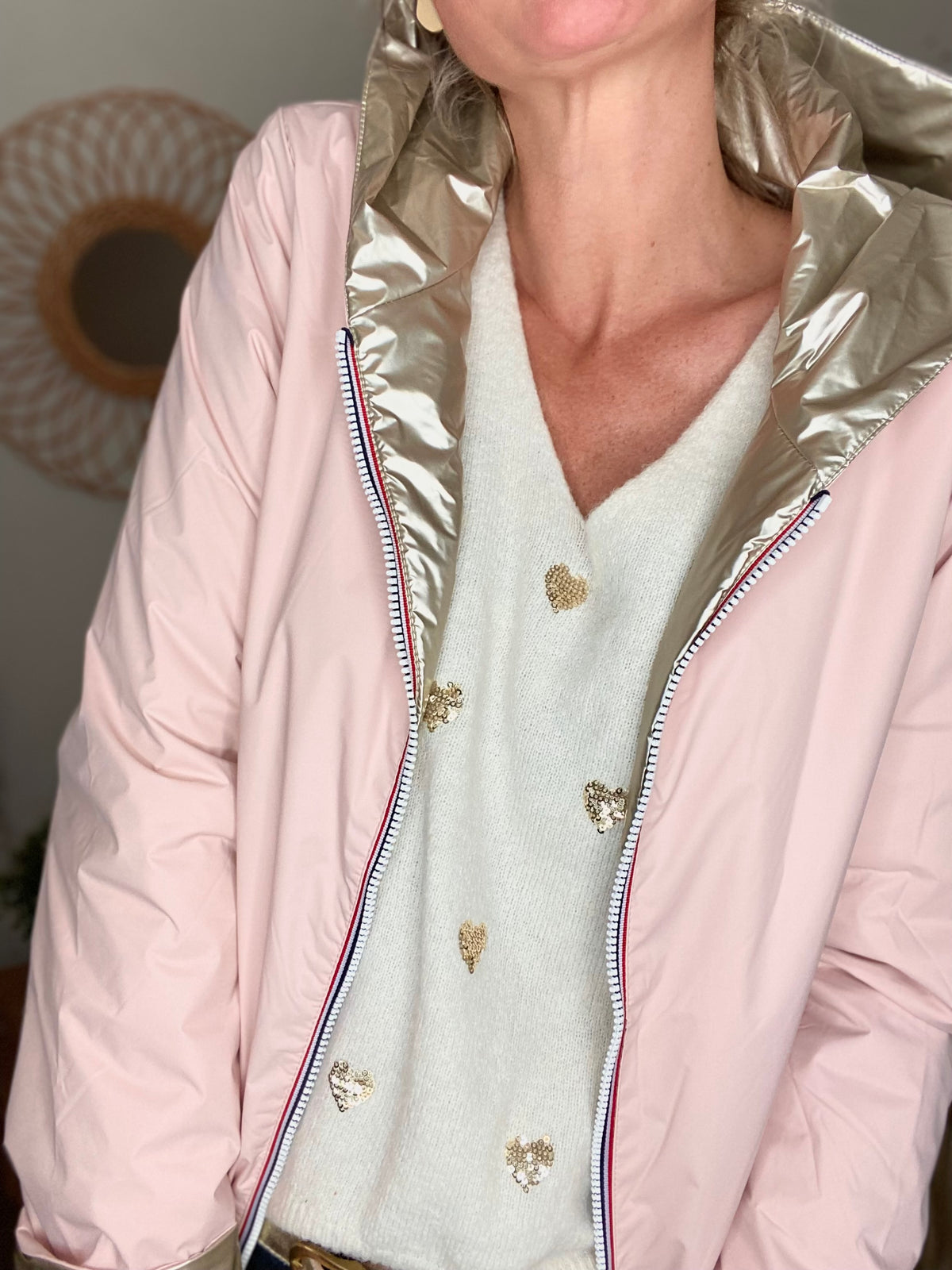 LAURA JO - Imperméable réversible rembourré LOUISON COURT - Rose/Doré