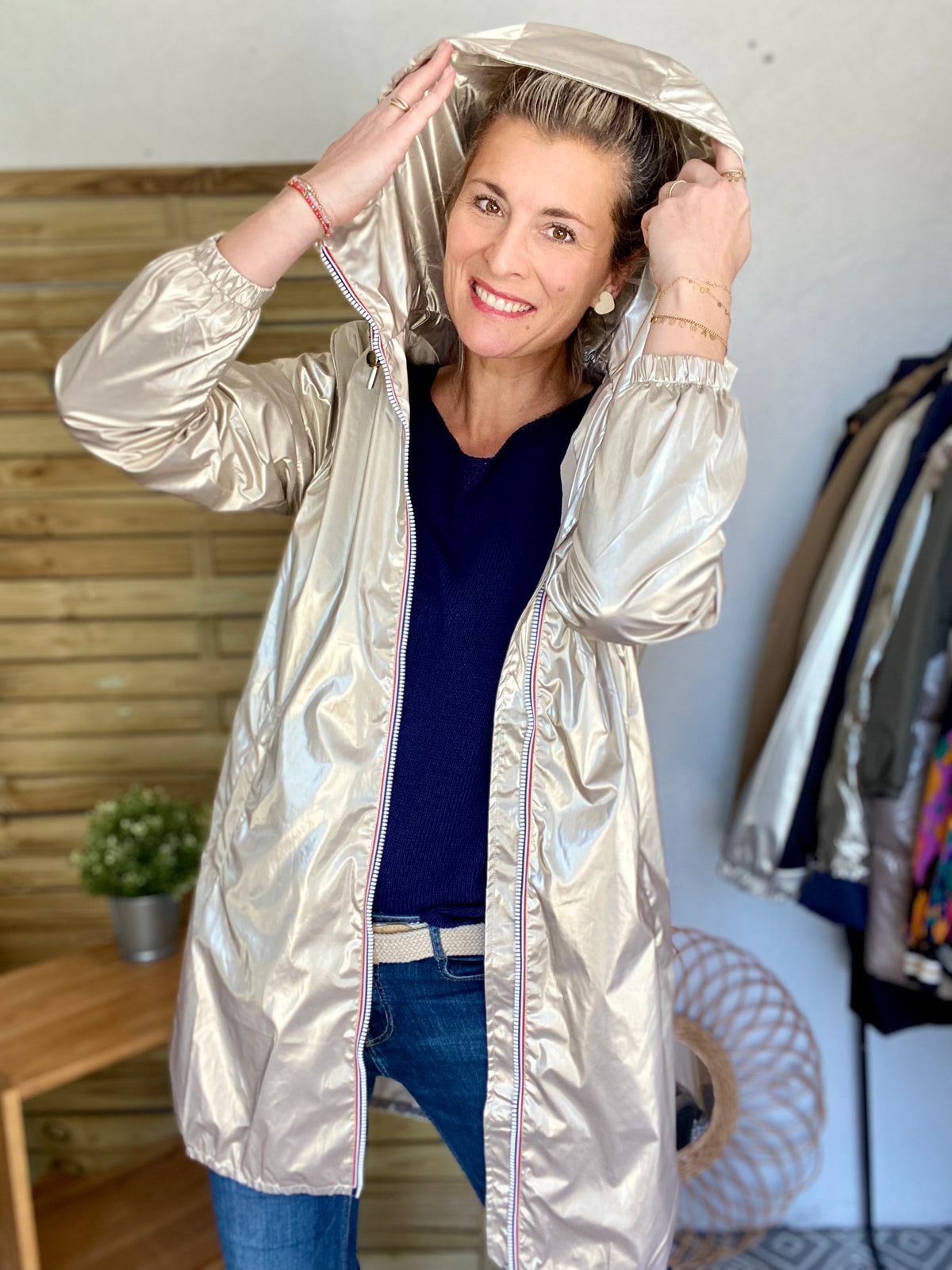 Imperméable mi-saison doublé SOLINE LONG - Doré - LAURA JO - FIN DE SÉRIE