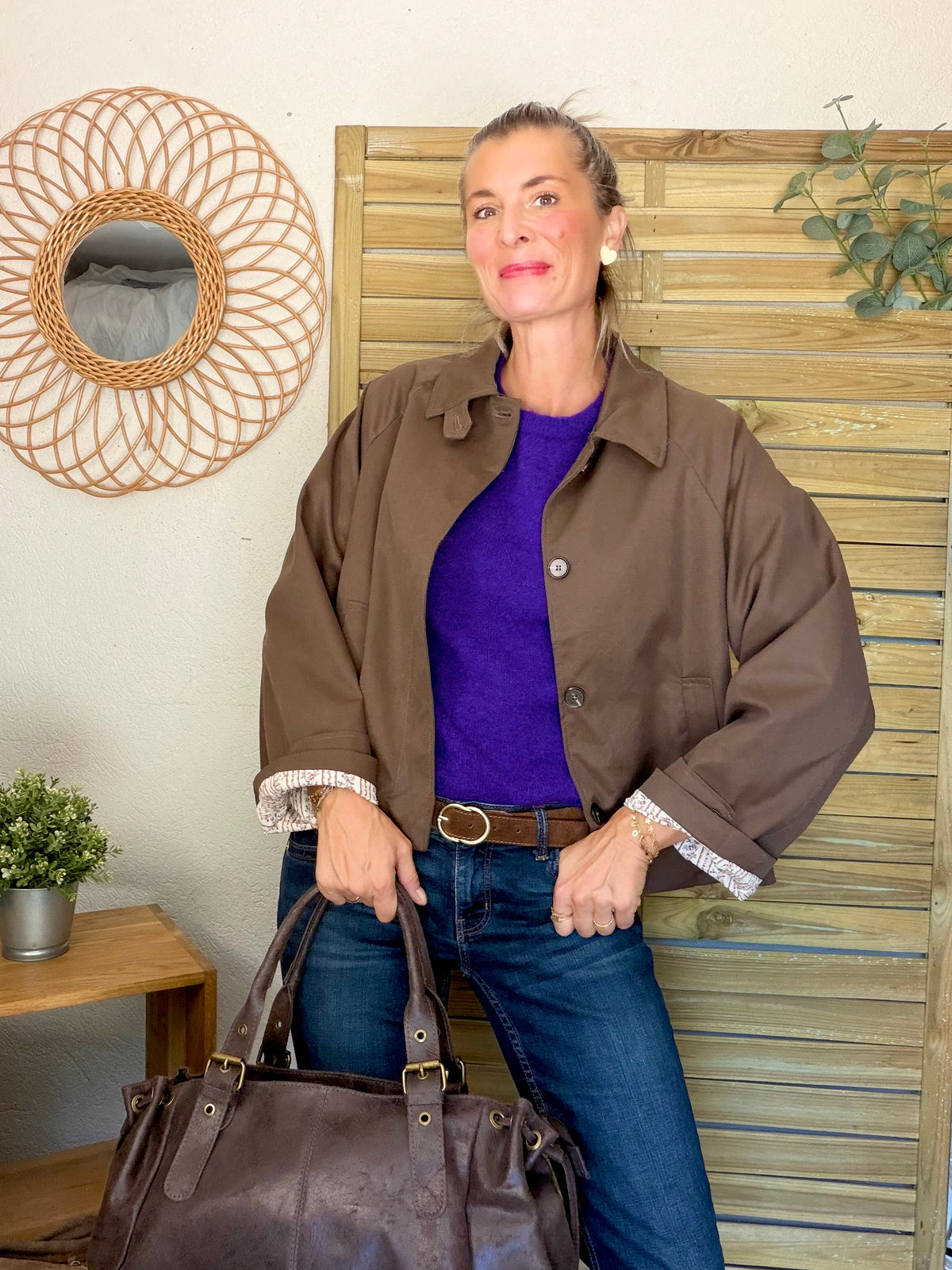 LAURA JO - Imperméable ÉLÉA court - Chocolat