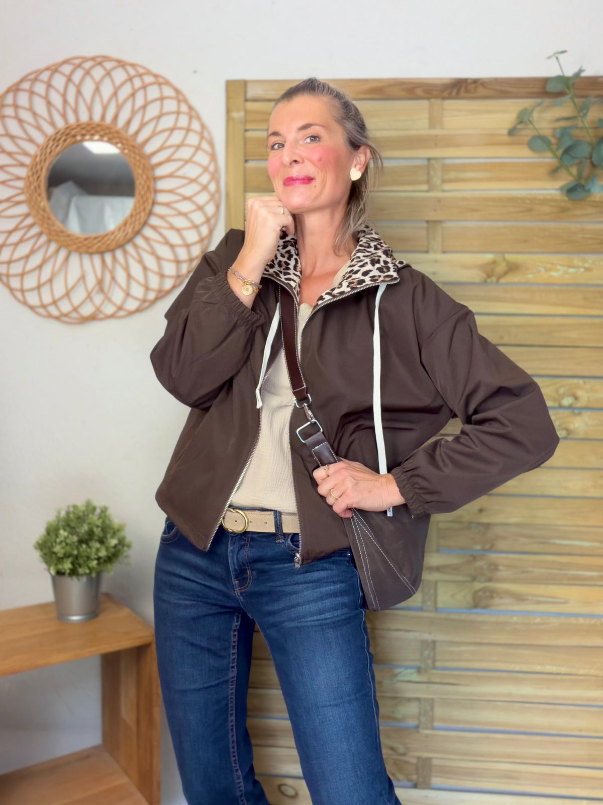 Sac besace XXL en simili cuir brossé - HAROLD Chocolat