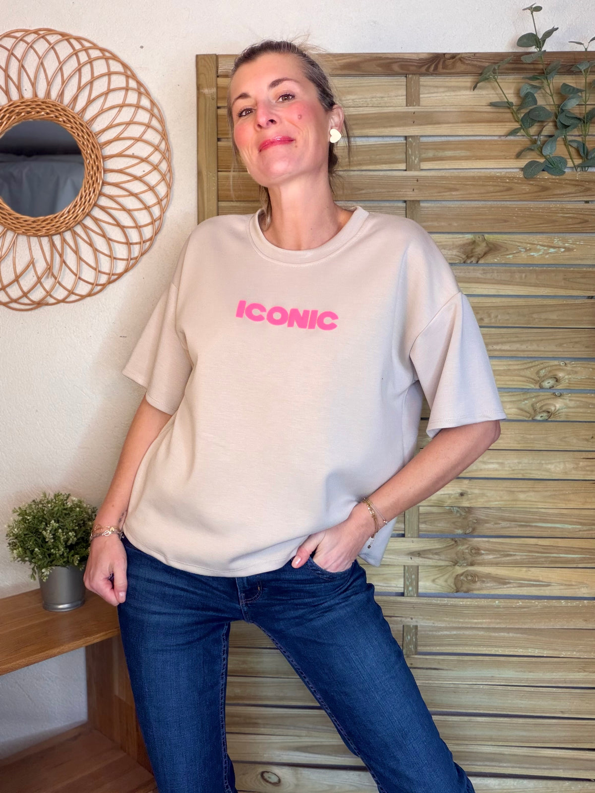 Tee shirt ICONIC matière sweat - THÉA Beige