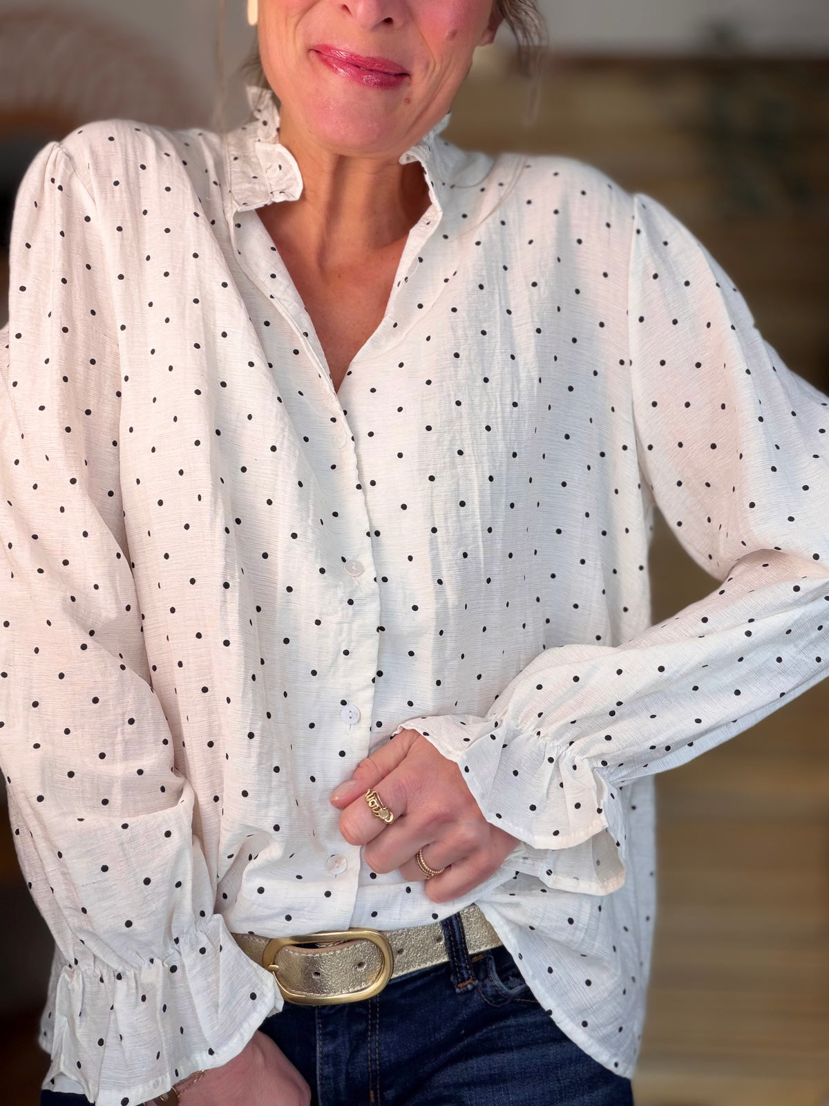 Blouse écrue à pois MAËLYS - FIN DE SÉRIE