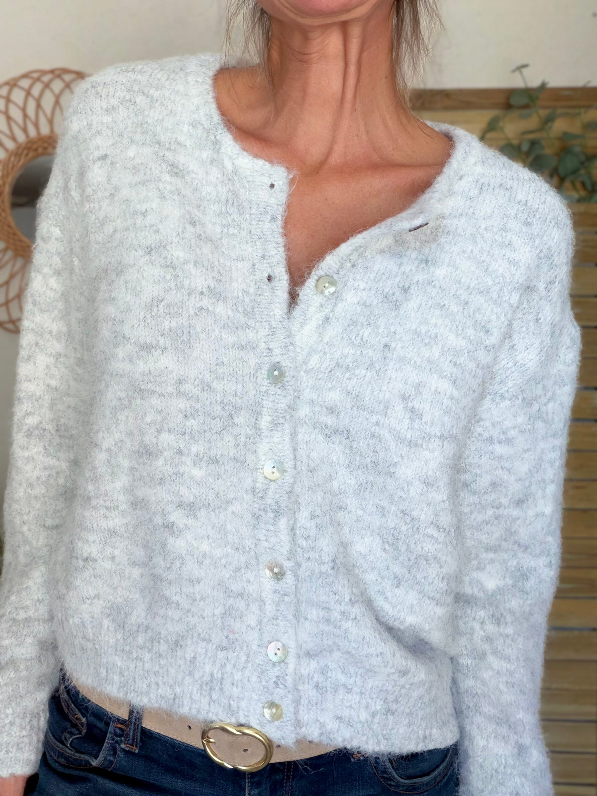 Gilet en maille MERYL - Gris chiné