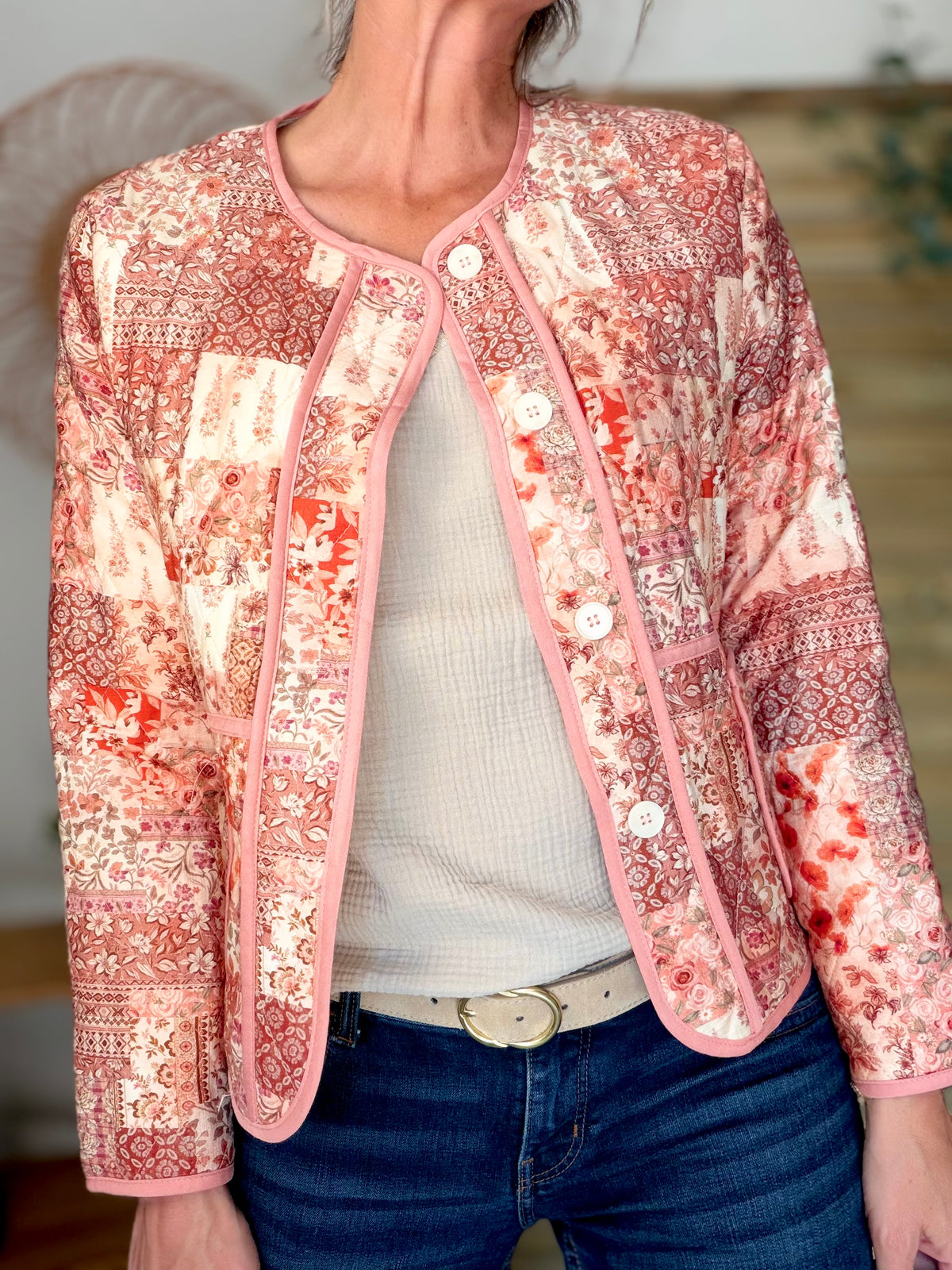 Veste courte Patchwork matelassée légère ADELAÏDE - FIN DE SÉRIE