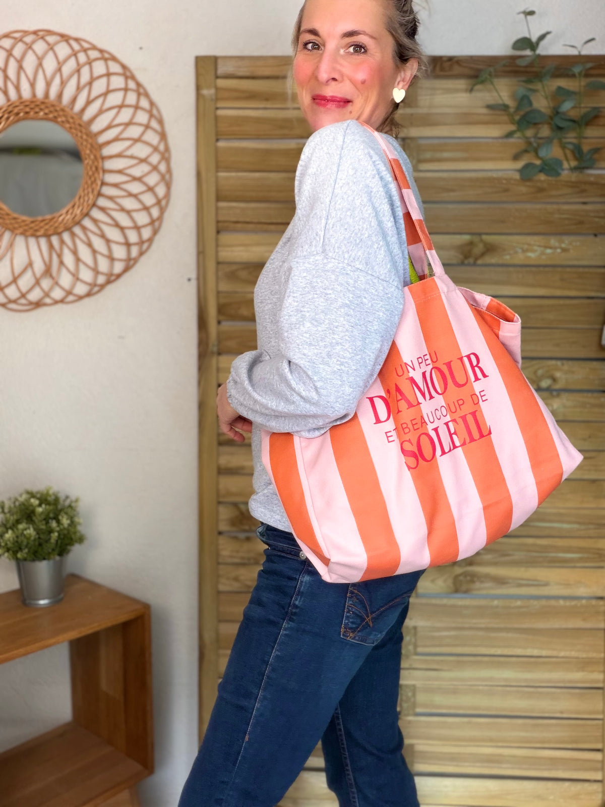 Grand cabas Tote bag Amour / Soleil ELSY