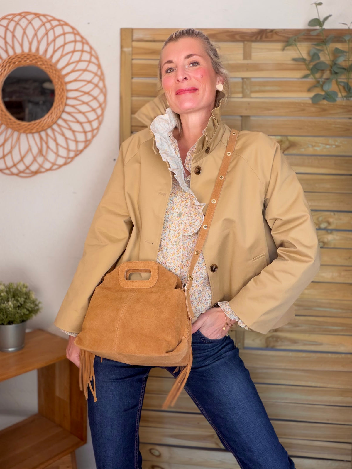 Chemise imprimée Liberty col volanté HÉLOÏSE - Jaune - FIN DE SÉRIE