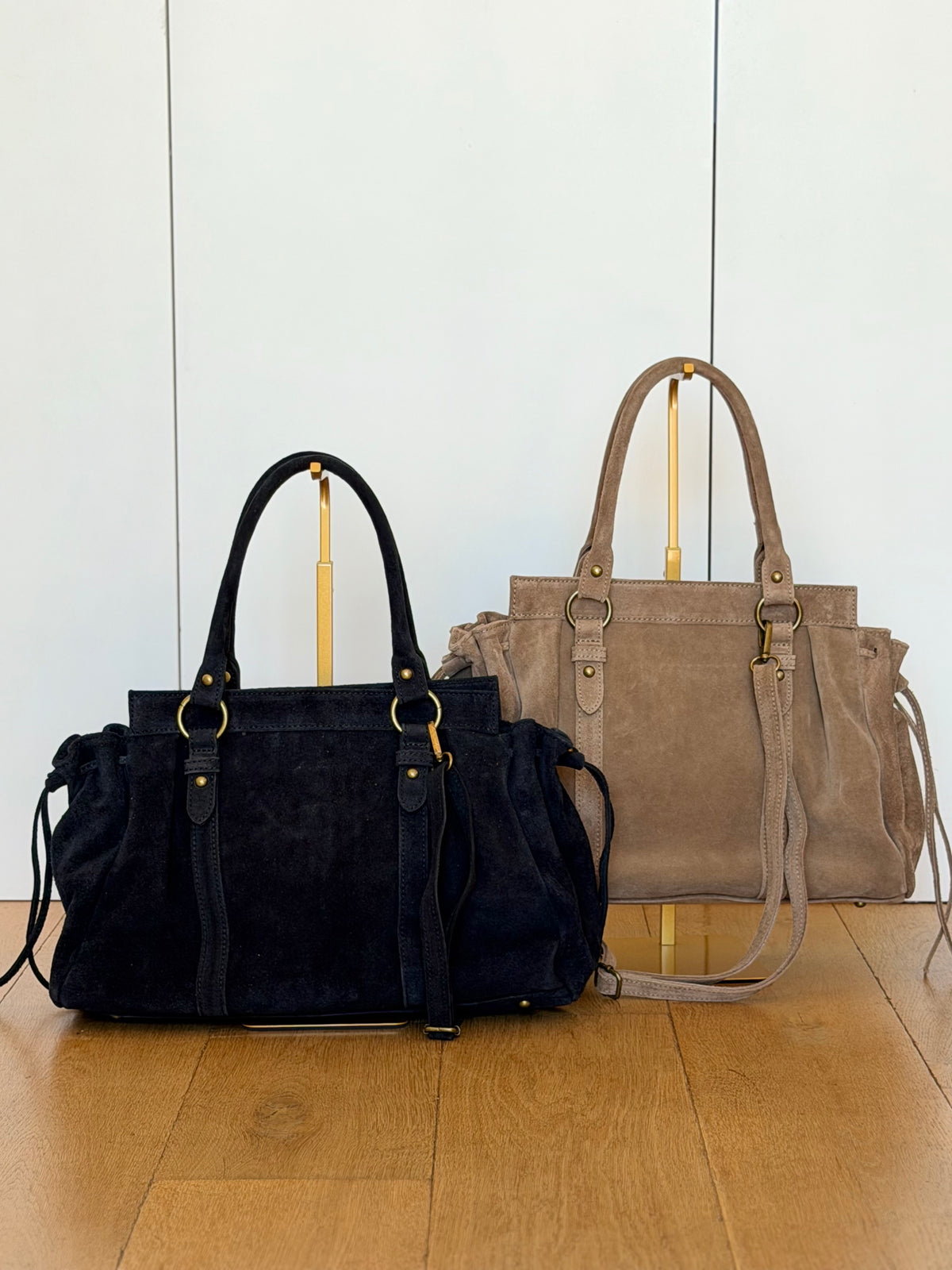 Sac cabas XL en cuir daim • PARKER Taupe
